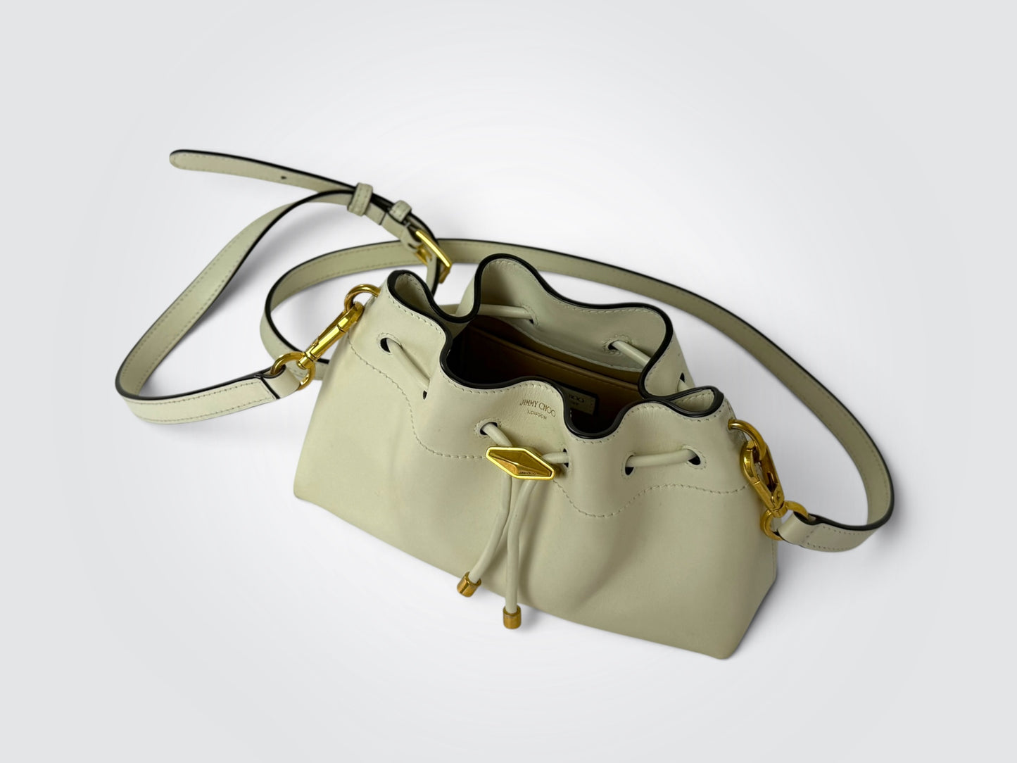 Pre-Owned Jimmy Choo Cinch Medium Latte Leather Shoulder Bag — Gold-Tone Hardware