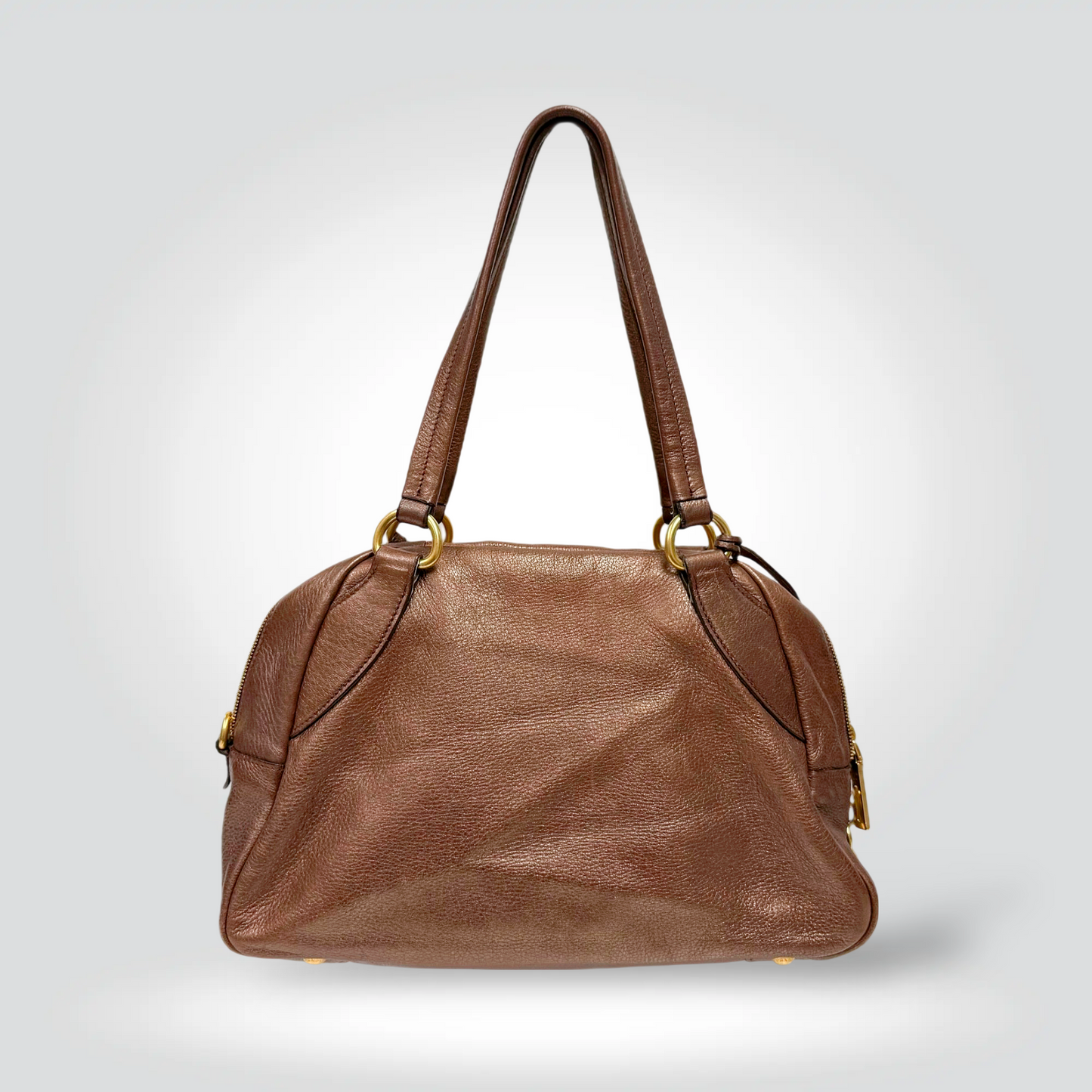 Pre-Owned Prada Vitello Daino Pebbled Leather Shoulder Bag Tan Bronze Gold Hardware — | Style Reissue Vancouver