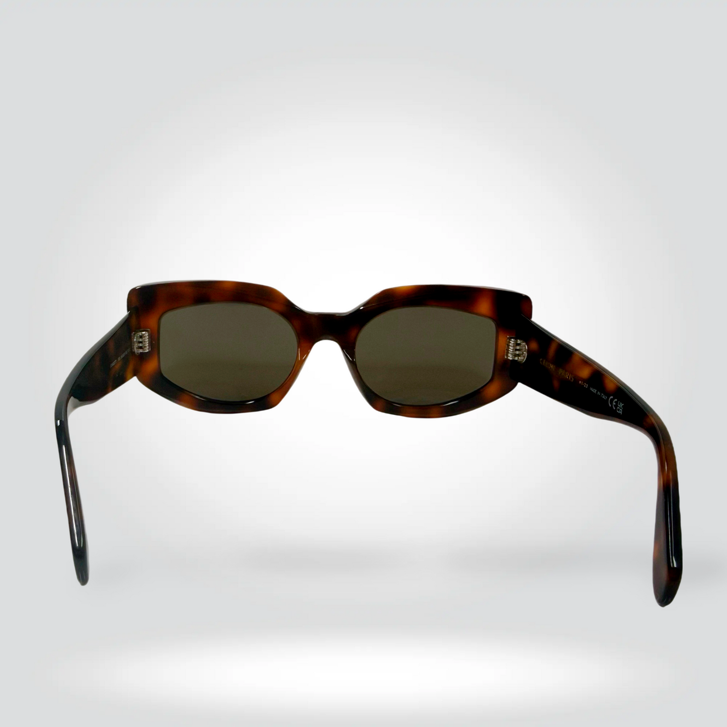 Celine Rectangle Tortoiseshell Acetate Sunglasses Dark Smoke Lenses — Very Good  | Style Reissue Vancouver