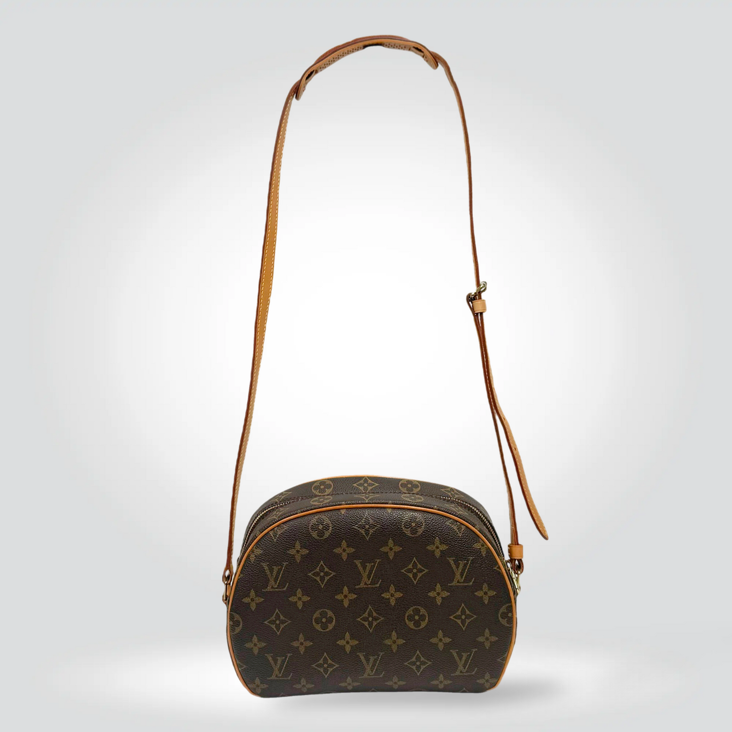 PreOwned Louis Vuitton Blois Monogram Canvas Oval Crossbody Bag Vachetta Leather Discontinued — Excellent | Style Reissue Vancouver