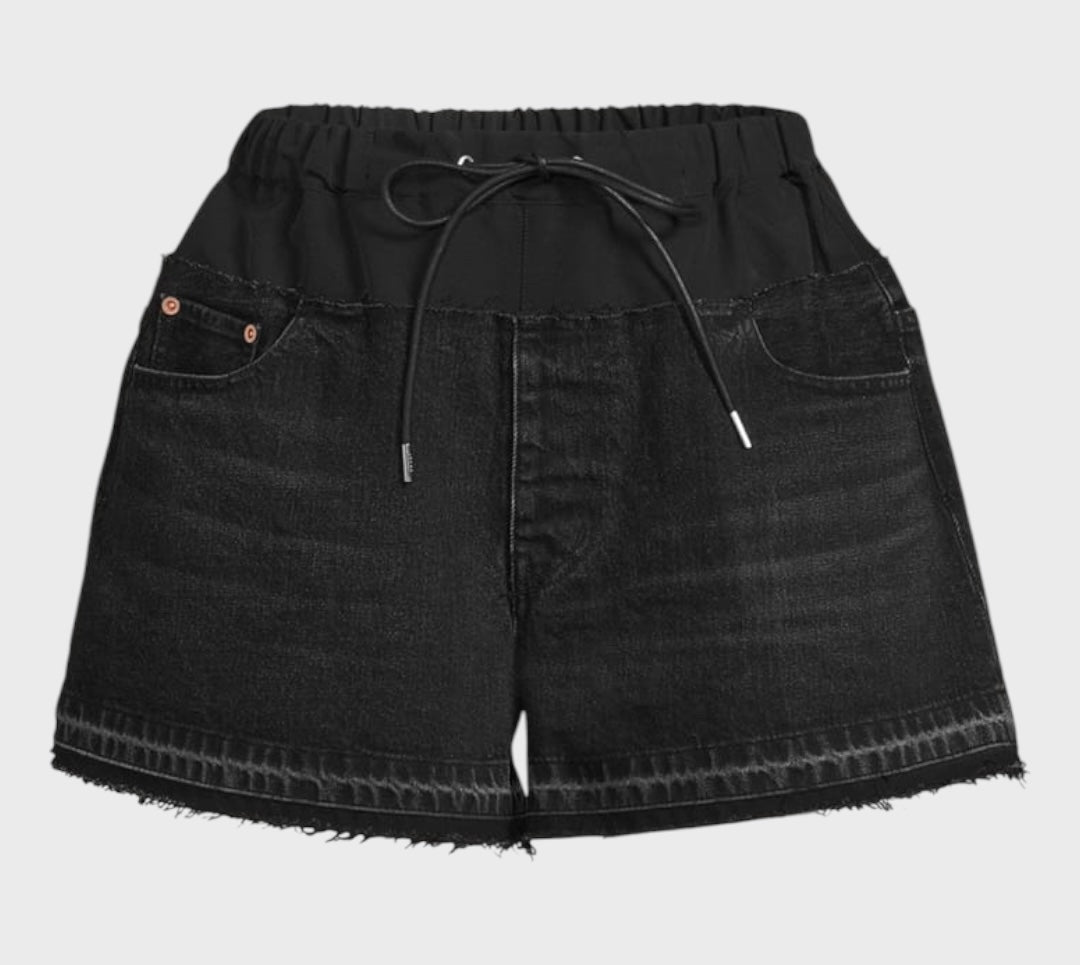 SACAI
Mixed-Media Denim Shorts Size 3