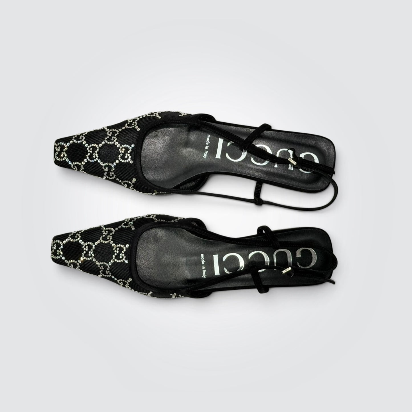 Pre-Owned Gucci Tom GG Crystal Mesh Slingback Pumps Never worn
