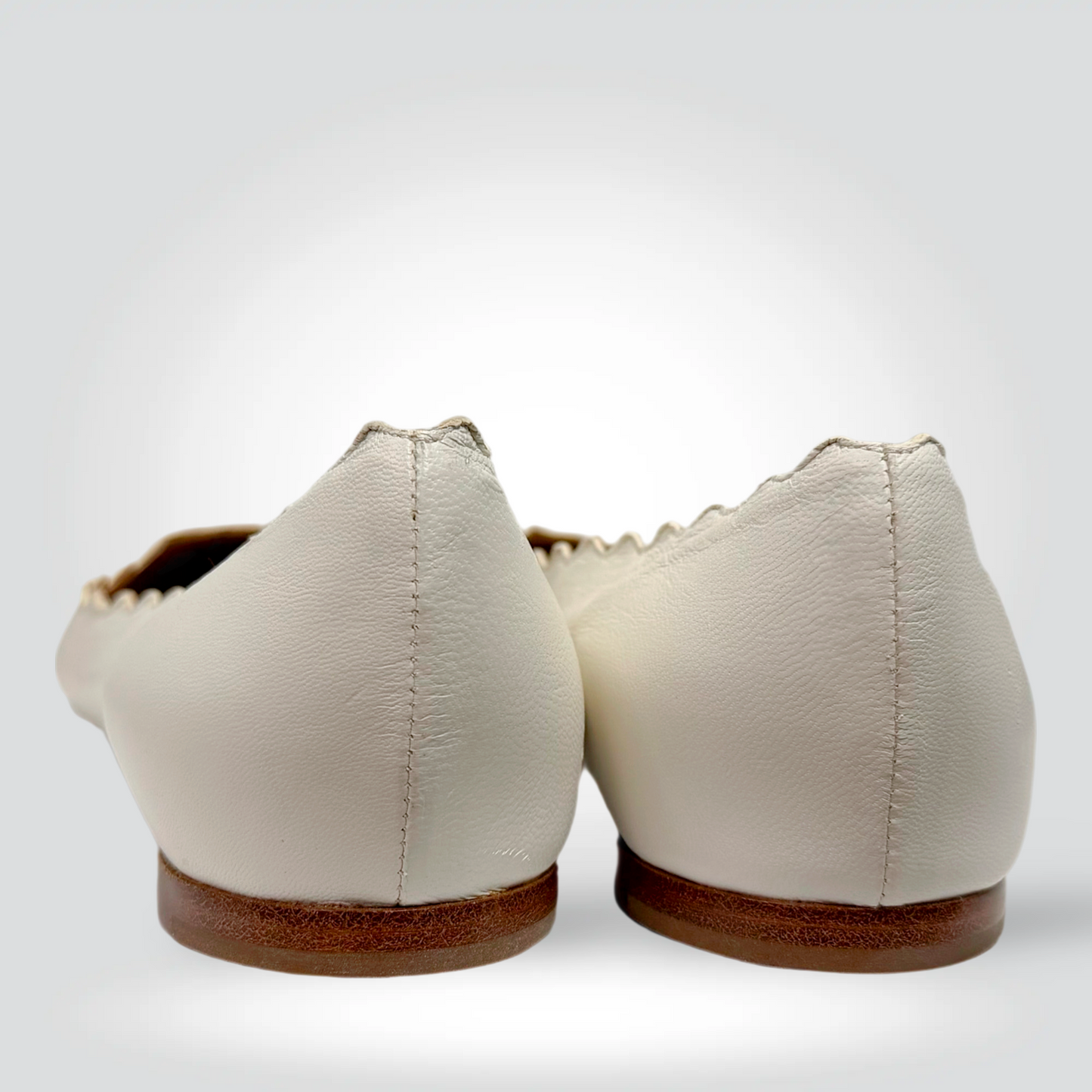 Chloé Lauren Scalloped Ballet Flats Cream — Style Reissue Vancouver