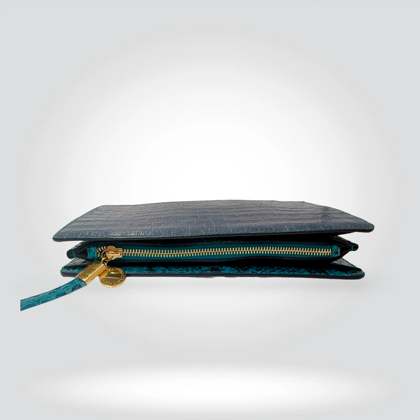 Stella Mccartney Mixed Exotic Print Clutch Teal Python Navy Croc Multicolour Glitter — Pristine | Style Reissue Vancouver