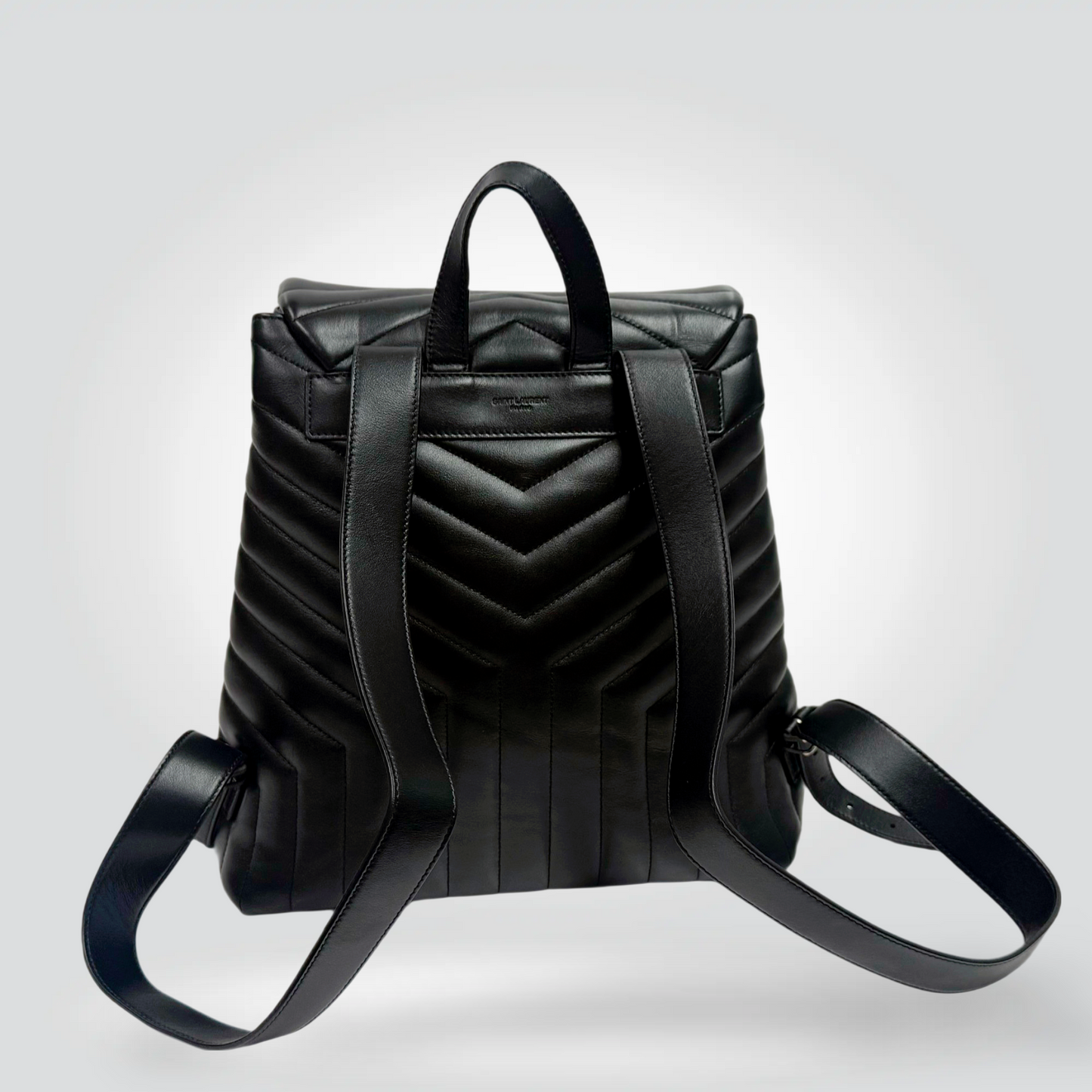 Pre-Owned Saint Laurent Loulou Backpack Black Y-Quilted Leather Silver YSL Monogram — Excellent | Style Reissue Vancouver