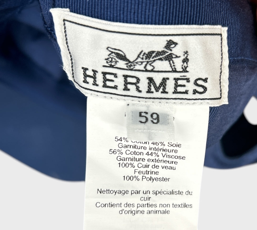 HERMES Serena Lift Logo Baseball Blue Cap