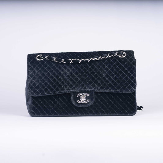 Pre-Owned Chanel Quilted Velvet Flap Bag