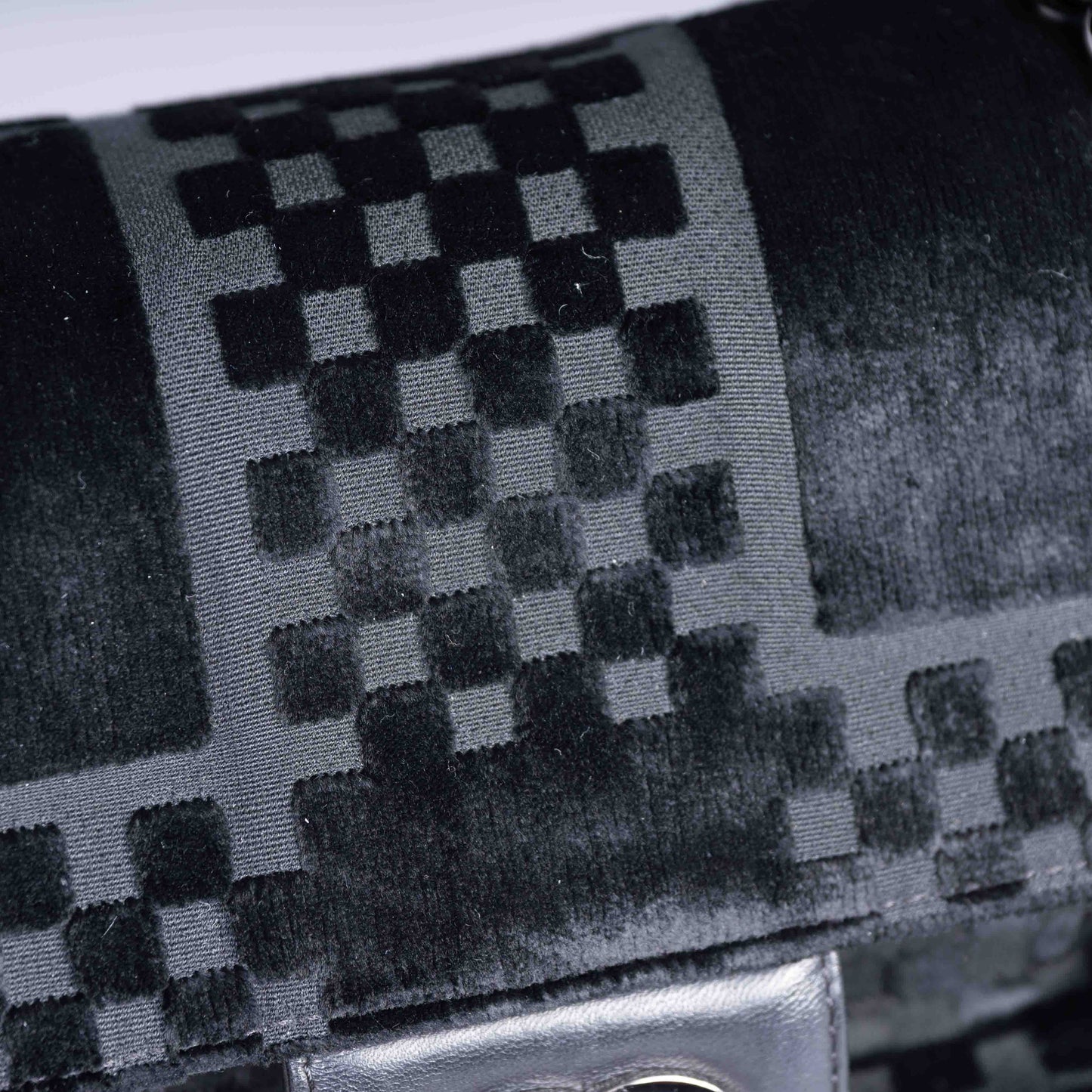 Pre-Owned Chanel Quilted Checkered Velvet Flap Shoulder Bag