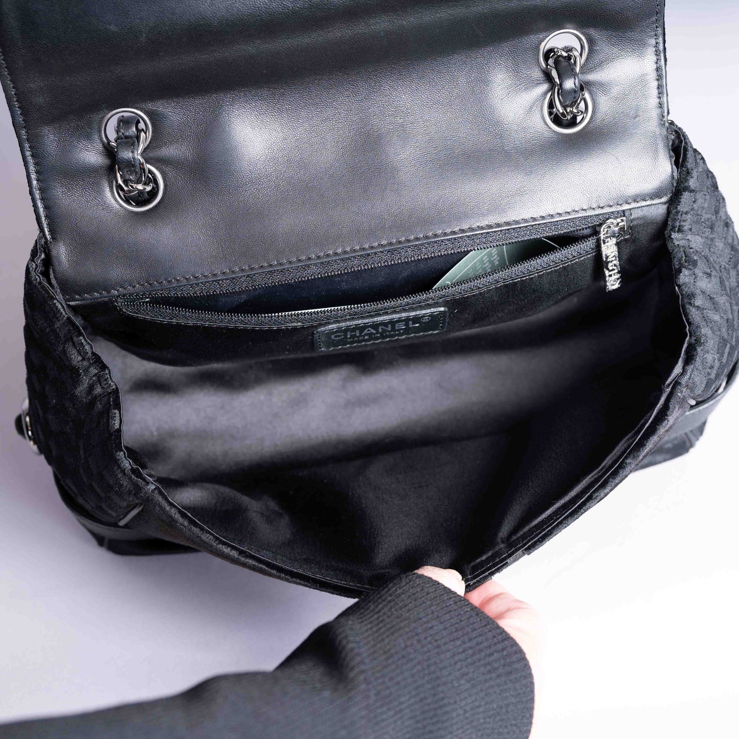 Pre-Owned Chanel Quilted Checkered Velvet Flap Shoulder Bag