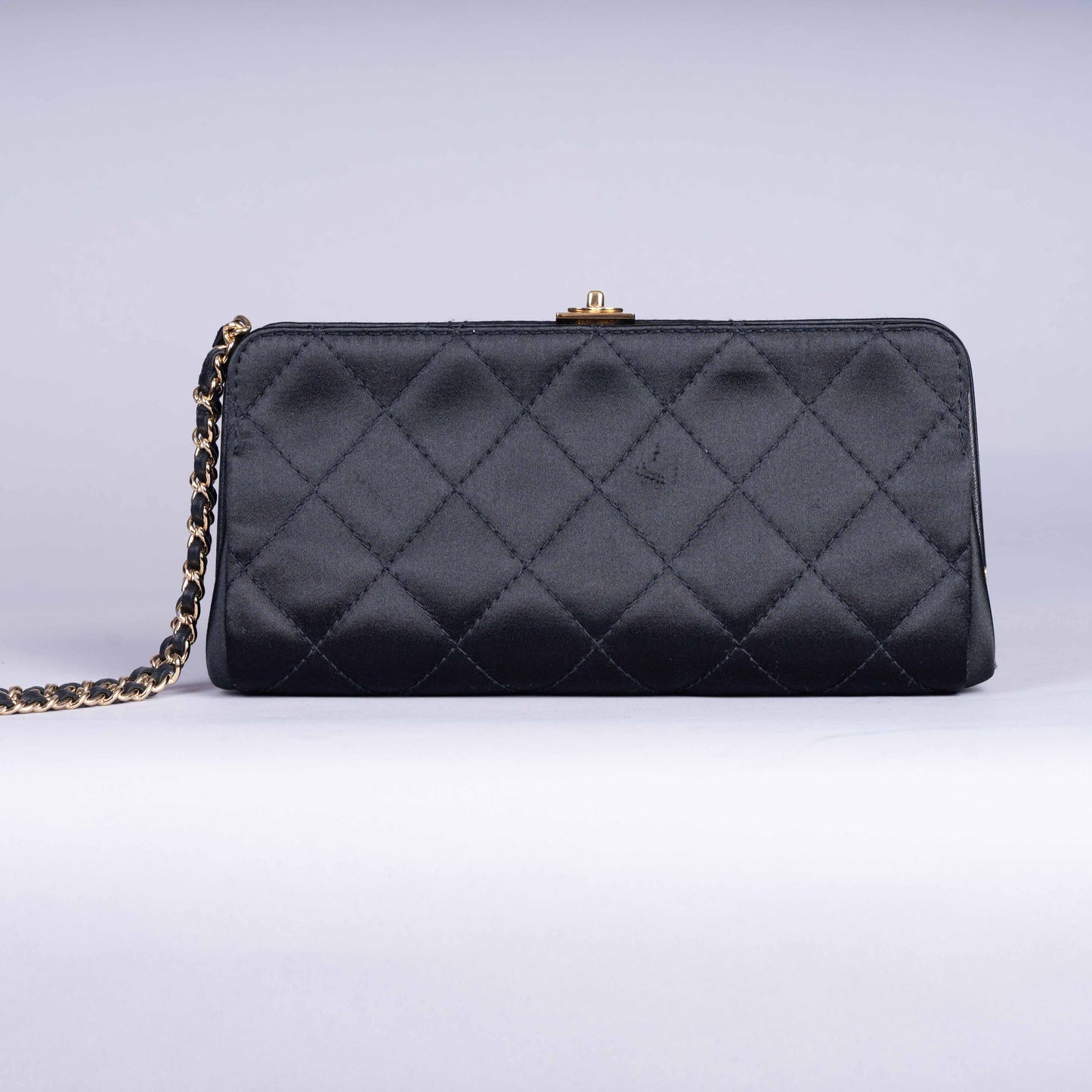 Pre-Owned Chanel Satin Clutch with 24K Gold Plating