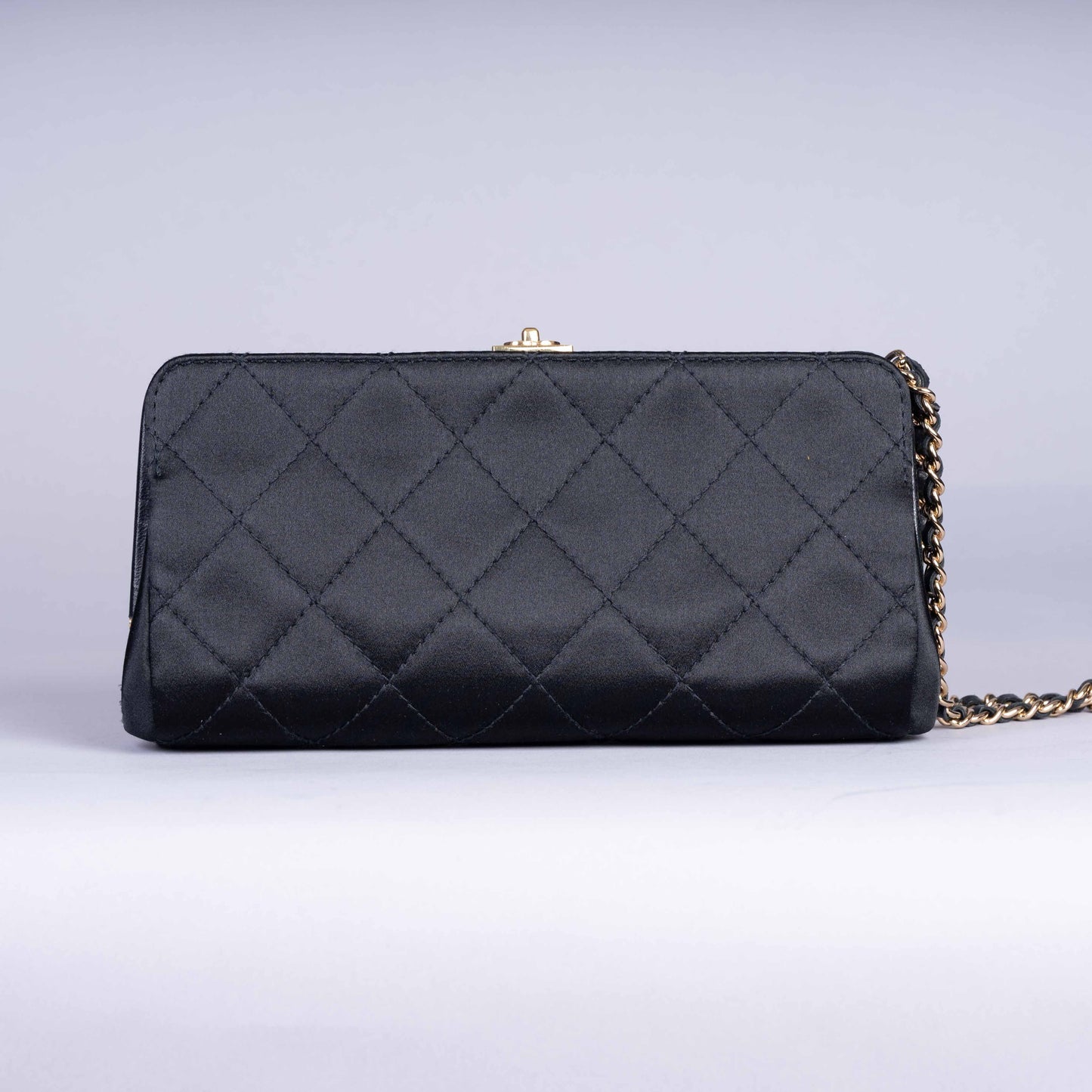 Pre-Owned Chanel Satin Clutch with 24K Gold Plating