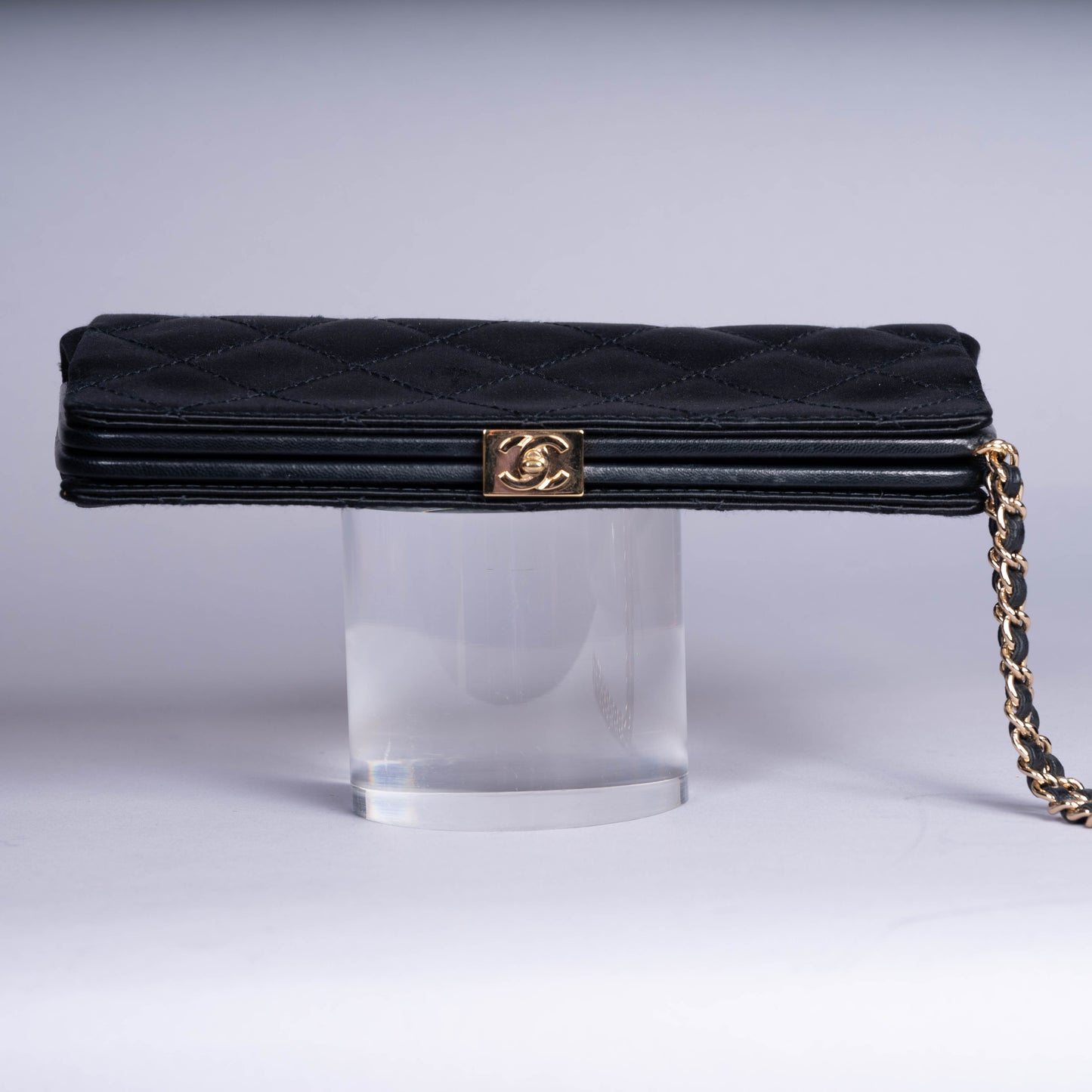 Pre-Owned Chanel Satin Clutch with 24K Gold Plating