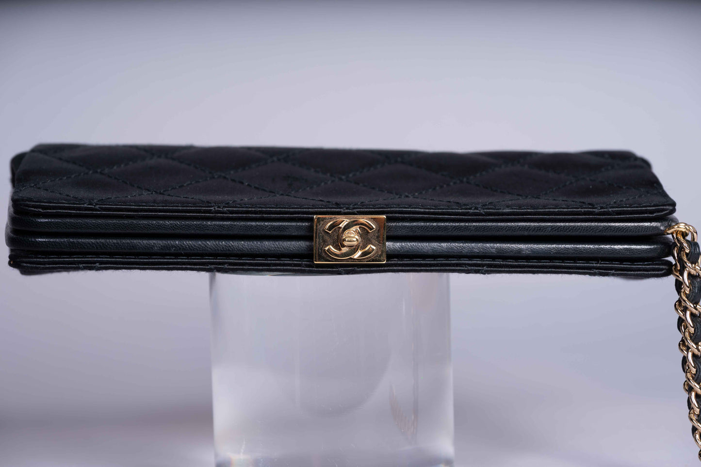 Pre-Owned Chanel Satin Clutch with 24K Gold Plating