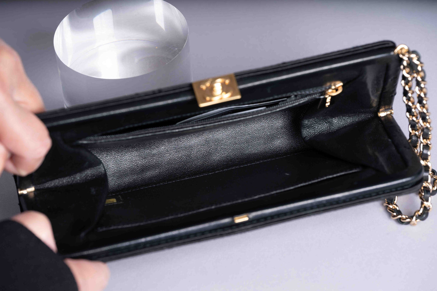 Pre-Owned Chanel Satin Clutch with 24K Gold Plating