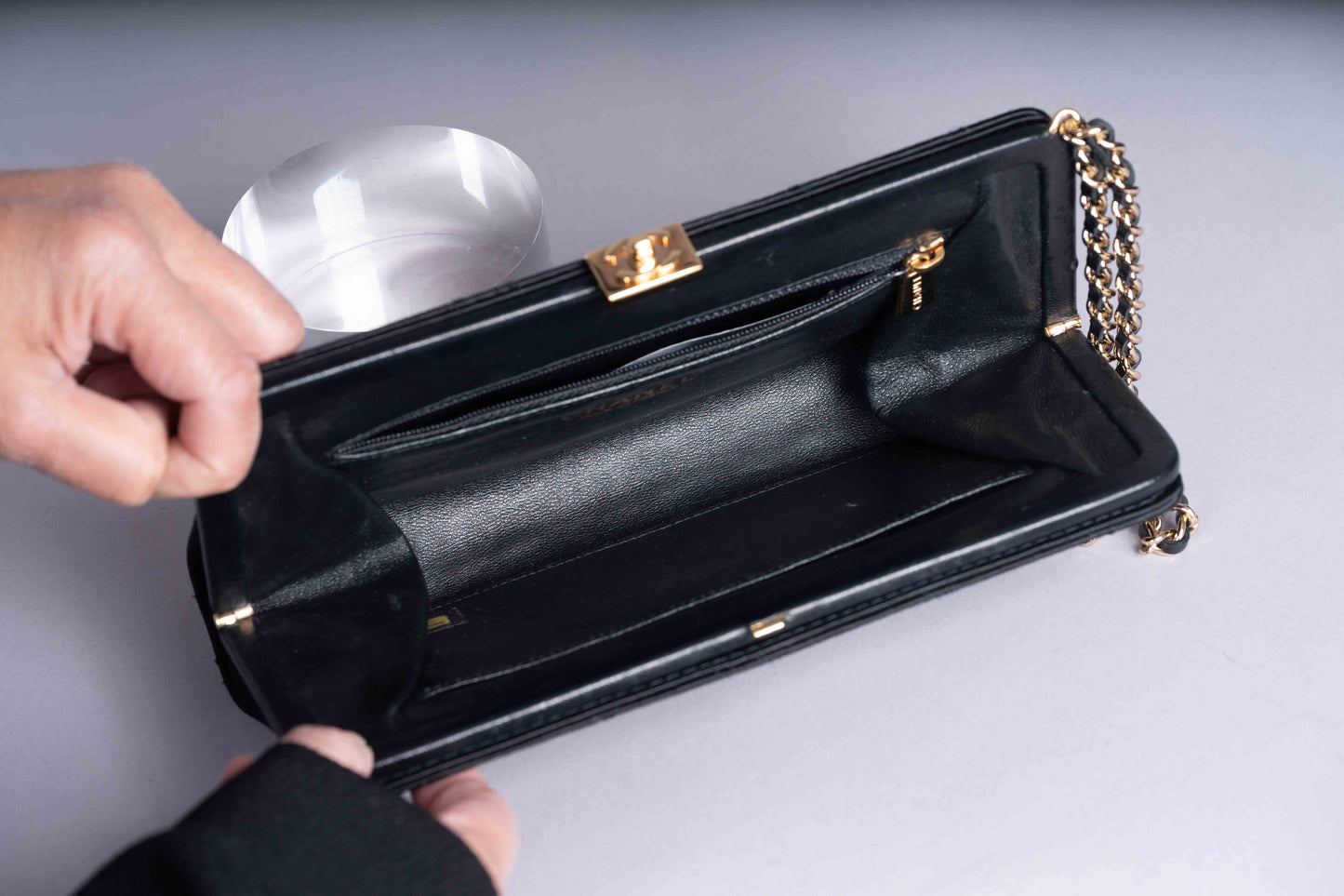 Pre-Owned Chanel Satin Clutch with 24K Gold Plating
