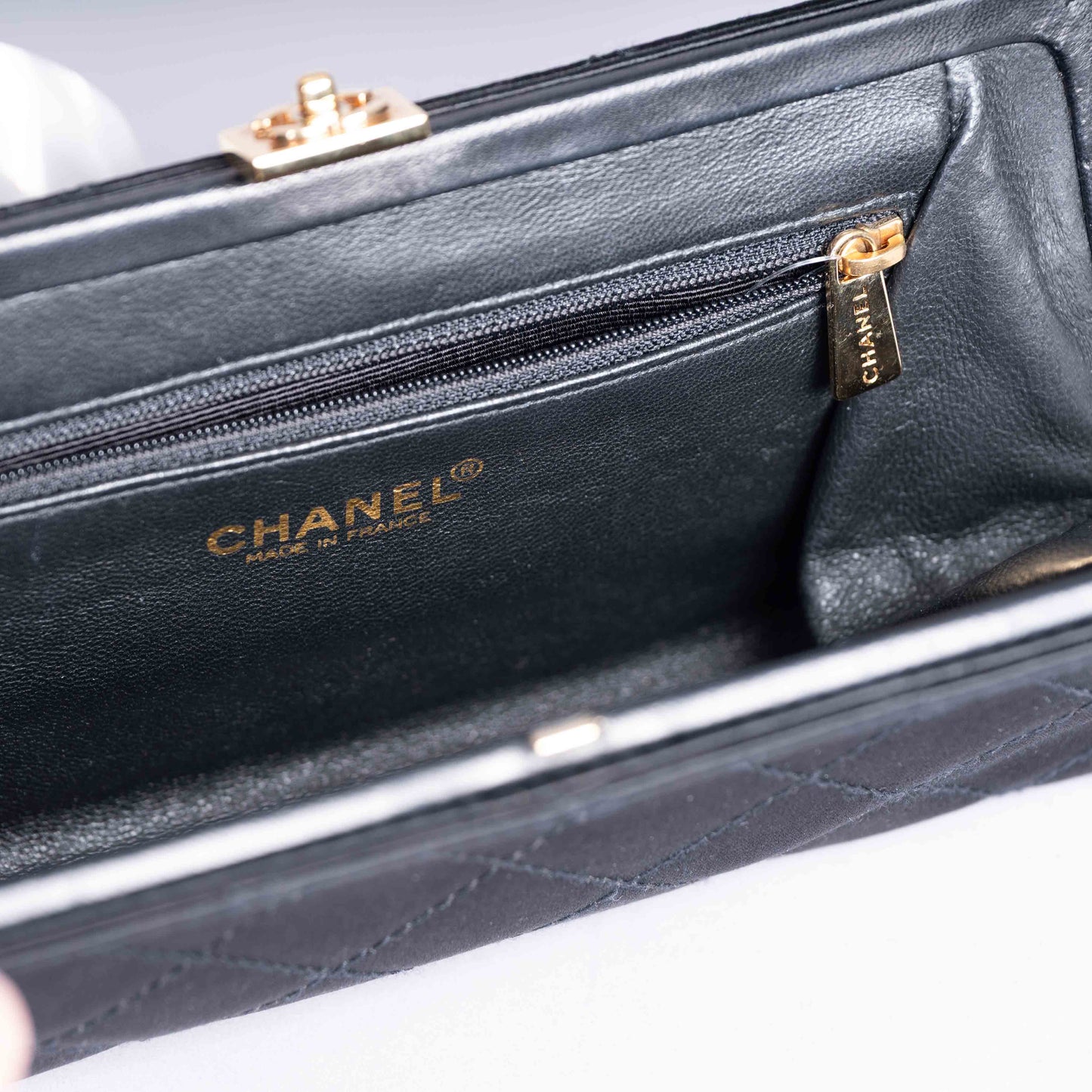 Pre-Owned Chanel Satin Clutch with 24K Gold Plating