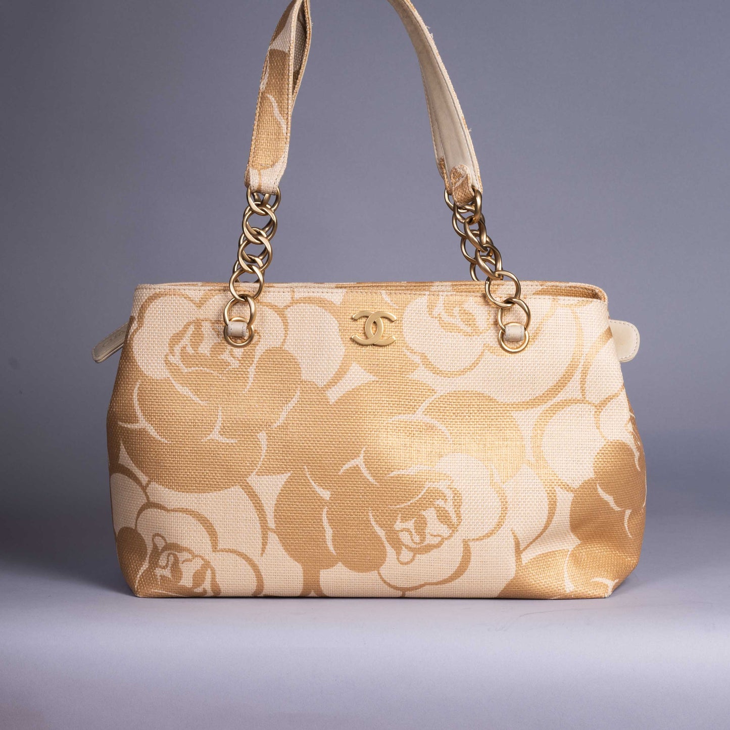 Pre-Owned Chanel Camellia Jacquard Shoulder Bag