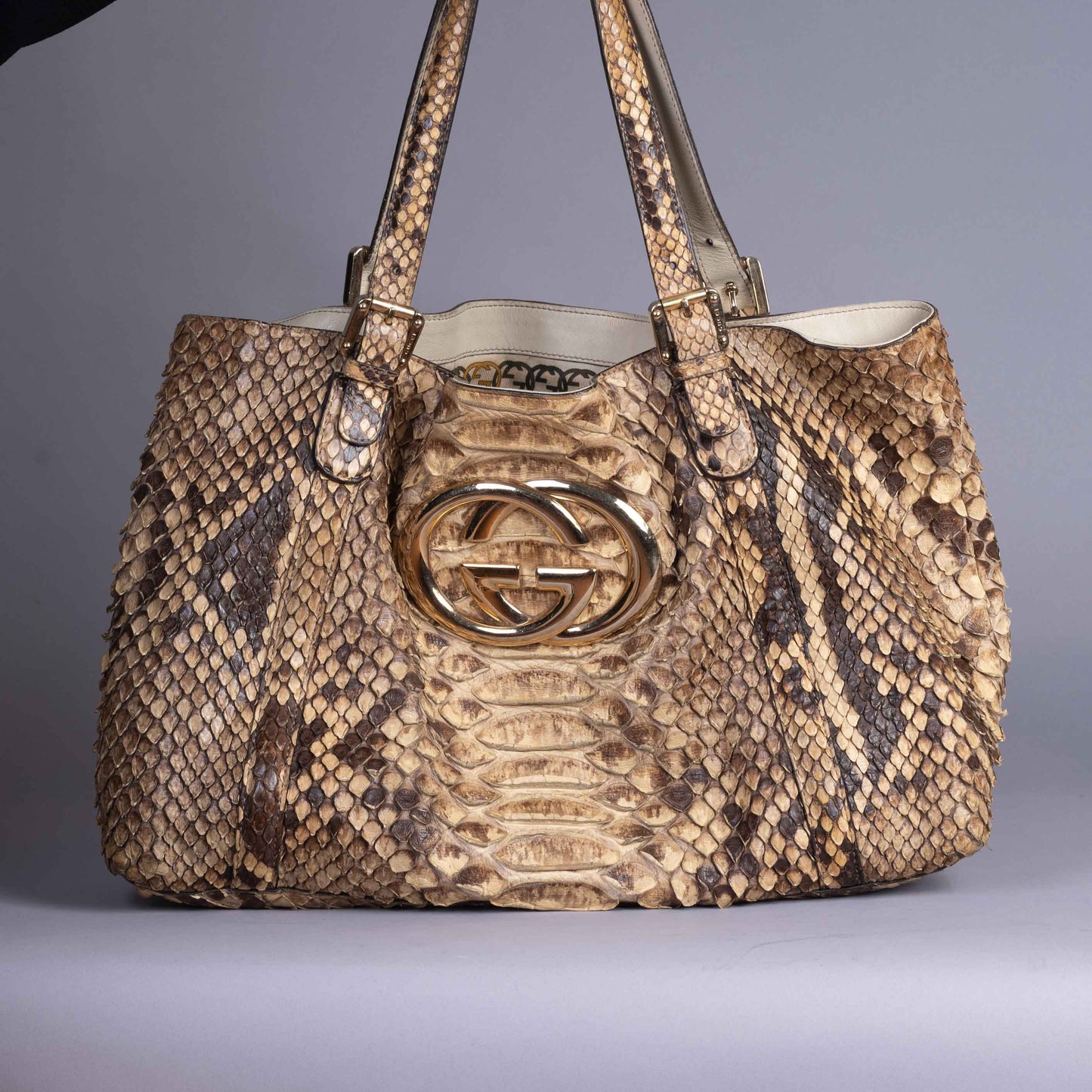 Pre-Owned GUCCI Python Brit Tote Bag