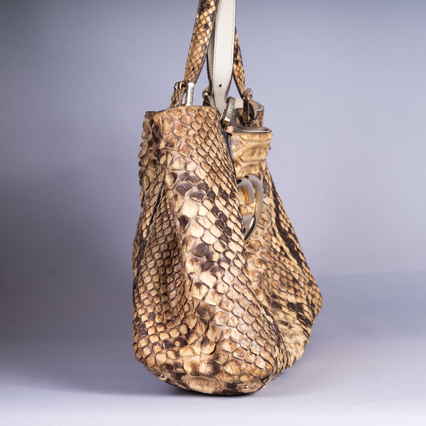 Pre-Owned GUCCI Python Brit Tote Bag