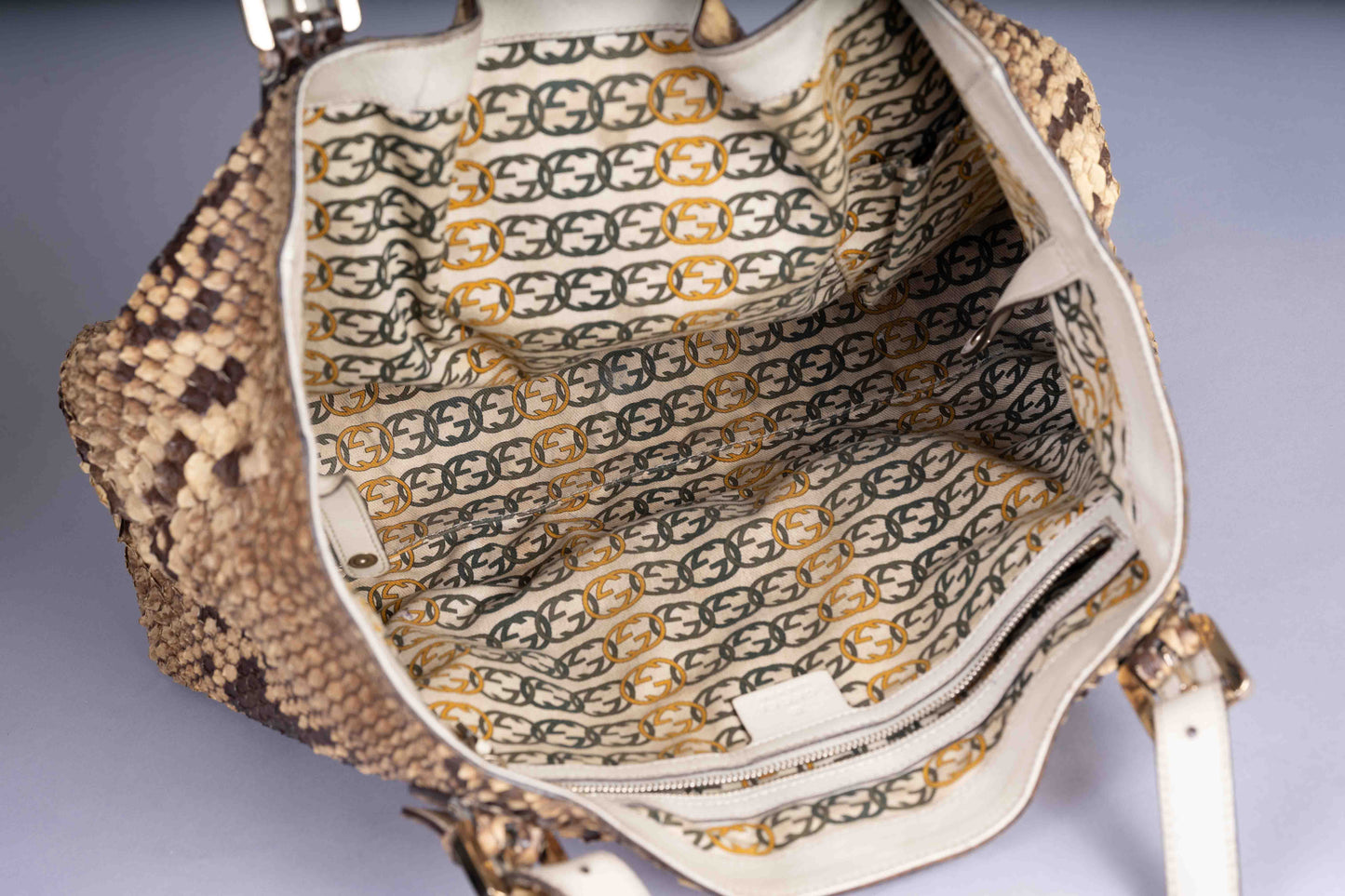 Pre-Owned GUCCI Python Brit Tote Bag