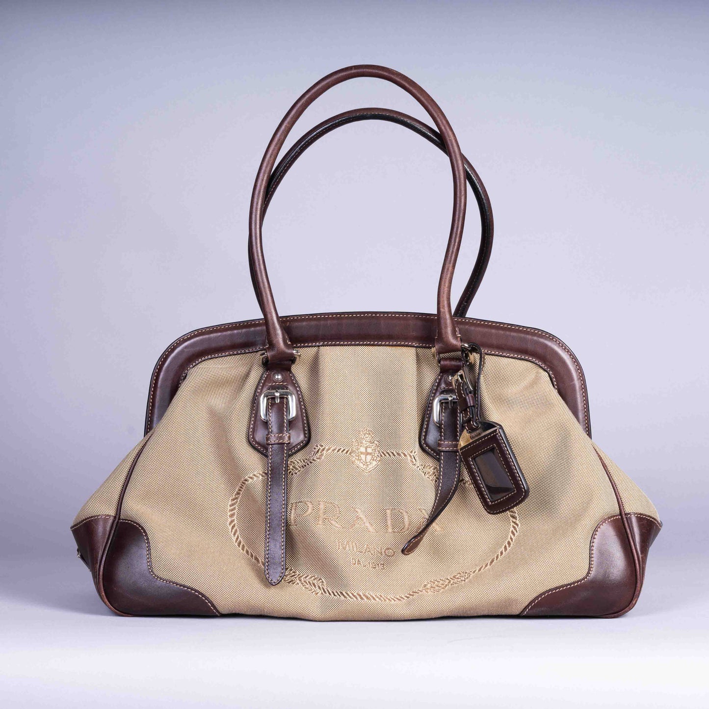 Pre-Owned Prada Canvas Bowler Shoulder Bag