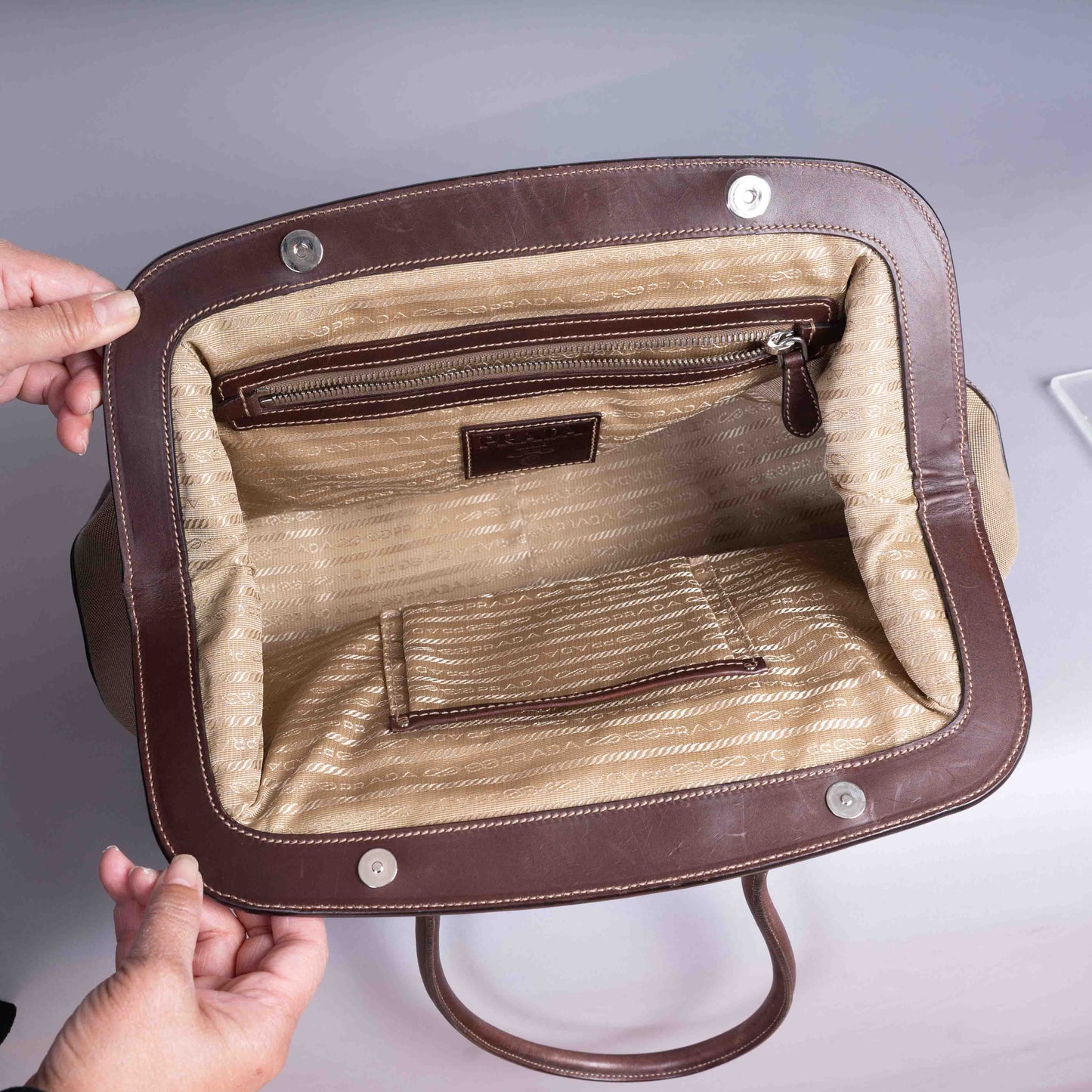 Pre-Owned Prada Canvas Bowler Shoulder Bag