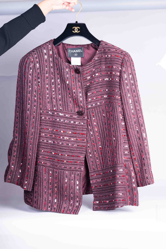 Pre-Owned Chanel Patterned Tweed Jacket (48)