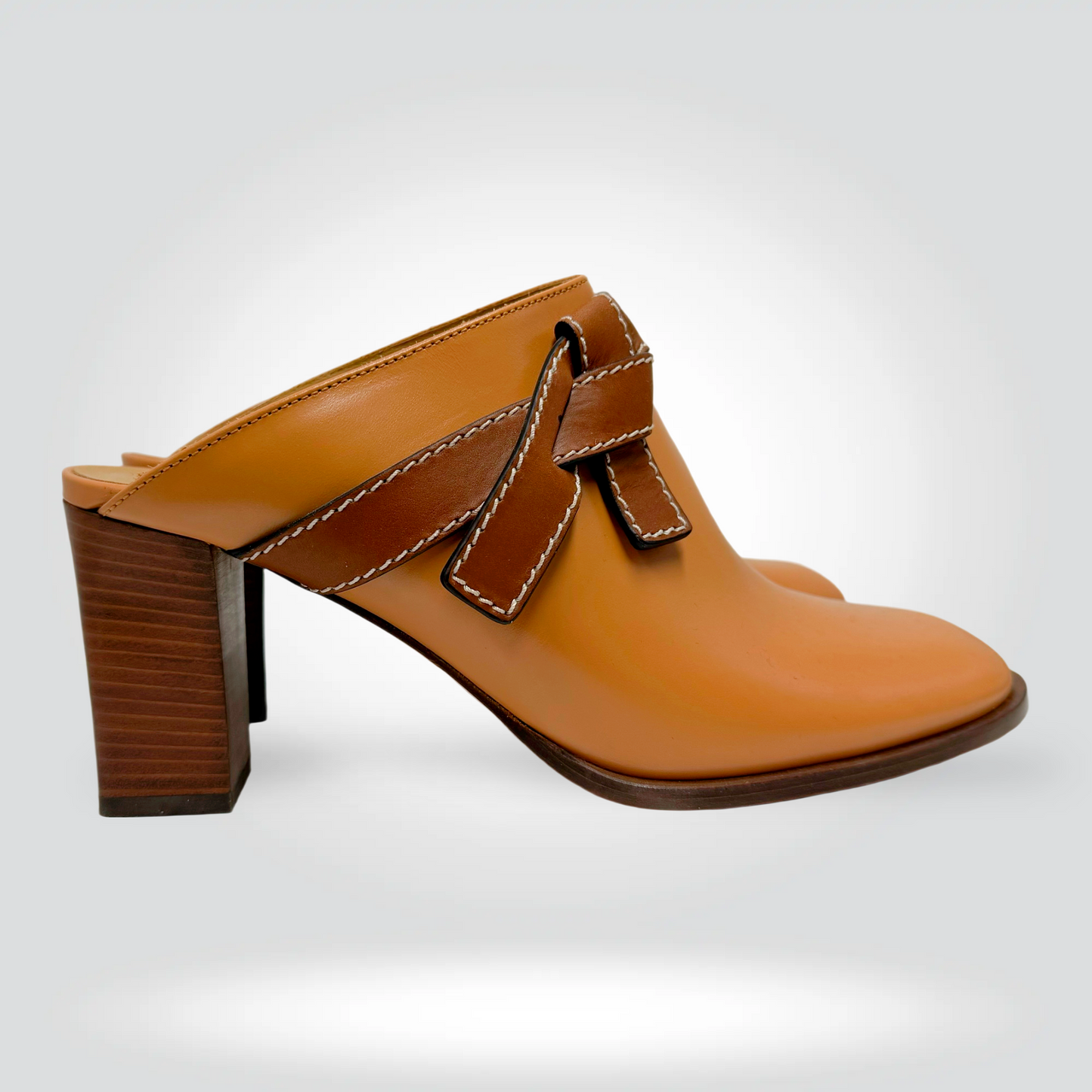 Loewe Campo Clogs Tan Cognac Leather Buckle Strap White Topstitching — Size 40—Never Worn | Style Reissue Vancouver