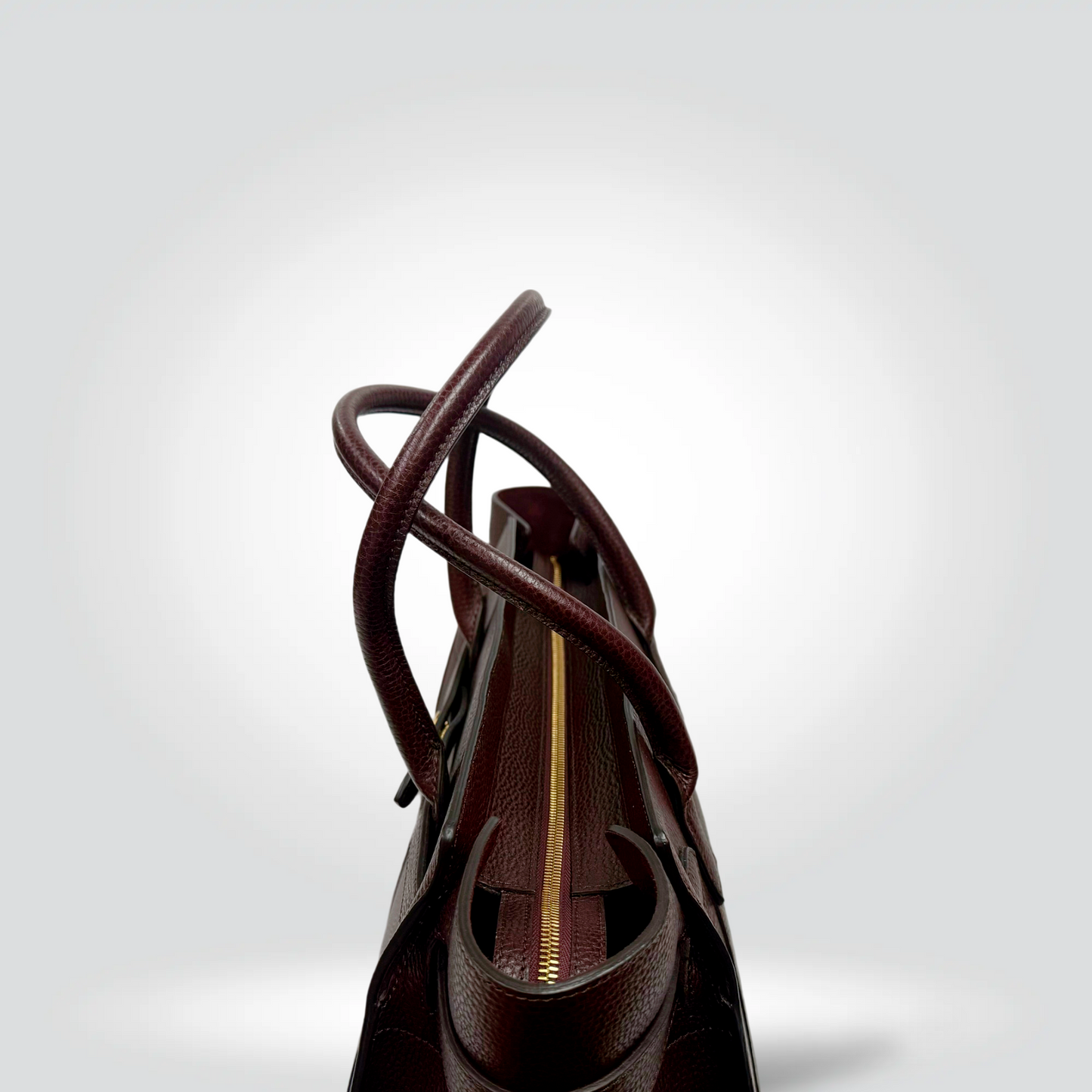 Mulberry Bayswater Tote Bag Oxblood Burgundy Pebbled Leather Gold Postman Lock — Very Good Style Reissue Vancouver