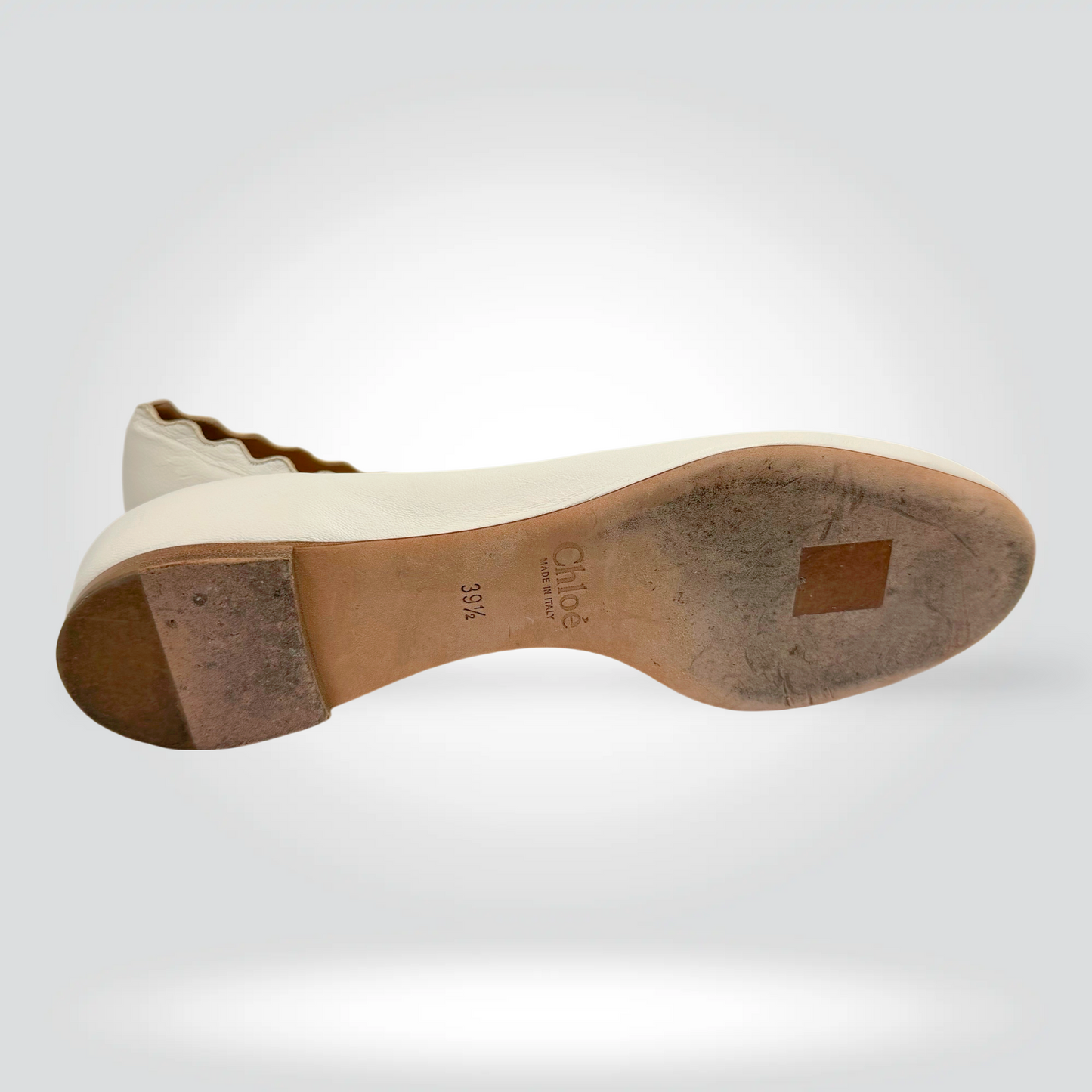 Chloé Lauren Scalloped Ballet Flats Cream — Style Reissue Vancouver