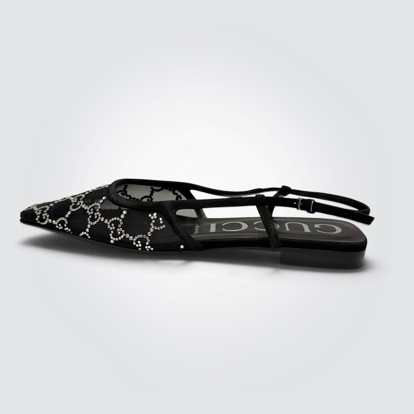 Pre-Owned Gucci Tom GG Crystal Mesh Slingback Pumps Never worn