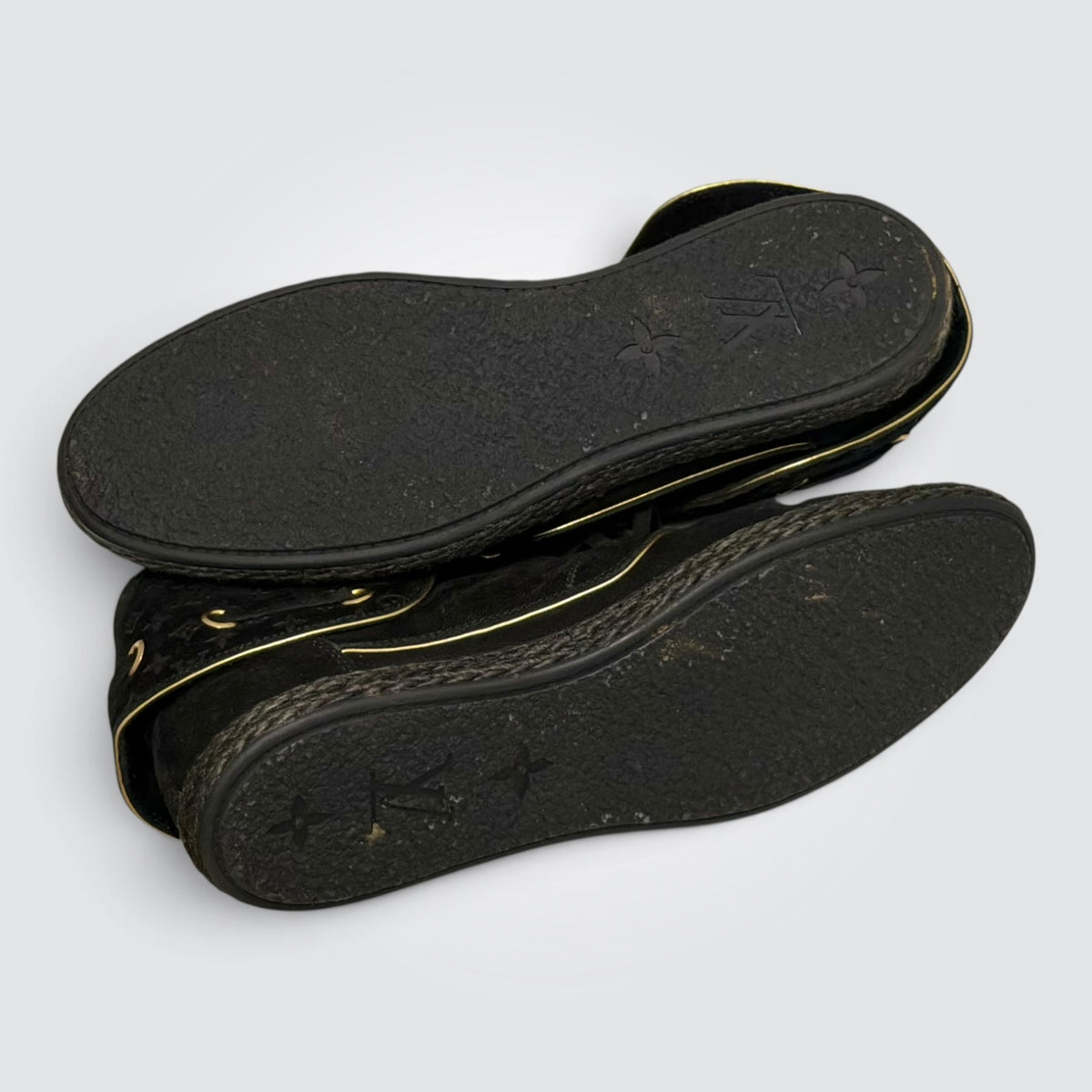 Pre-Owned Louis Vuitton Black Monogram Suede Ankle Boots — Size 41