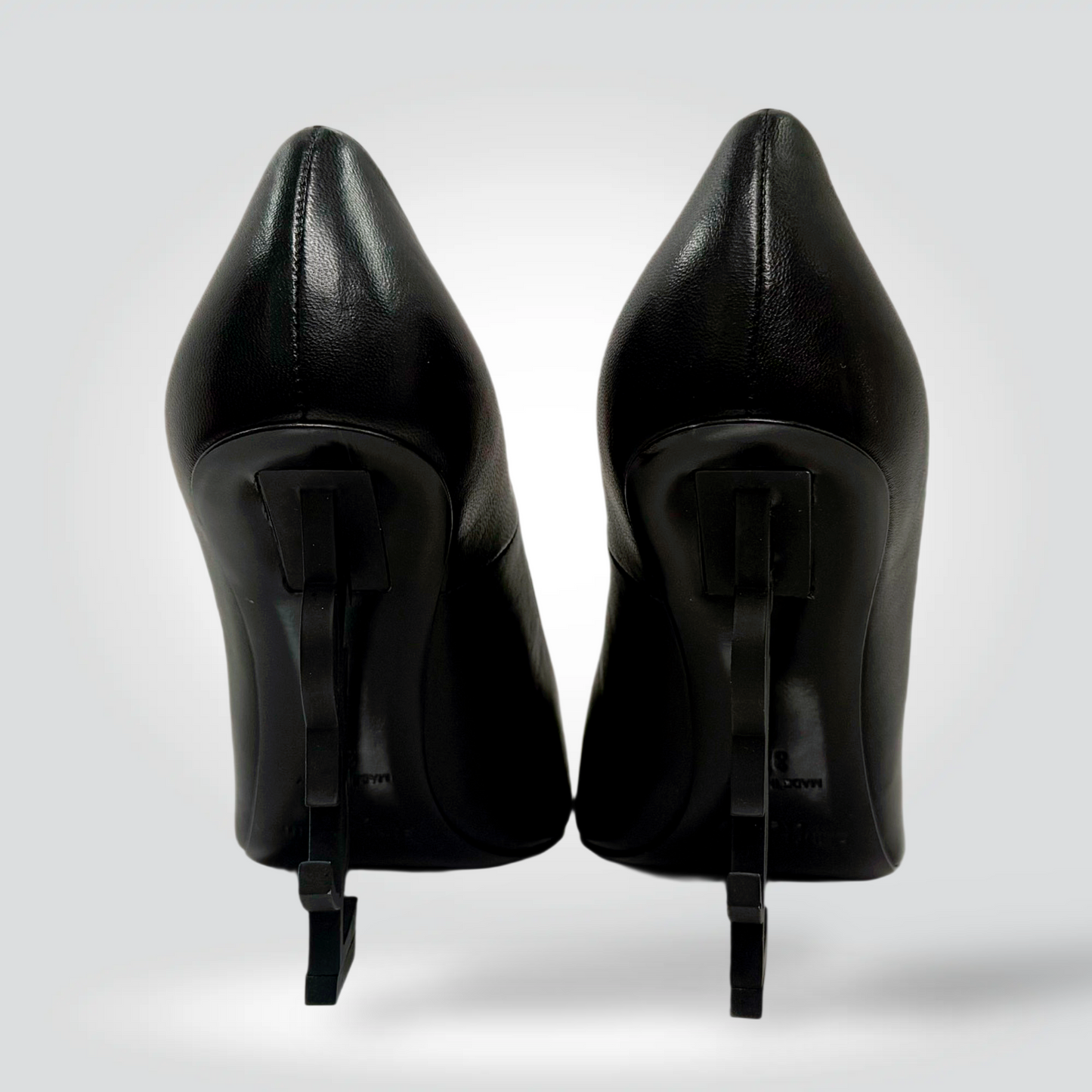 Saint Laurent Opyum Pumps Black Leather YSL Logo Heel Pointed Toe — Size 37-Never Worn | Style Reissue Vancouver
