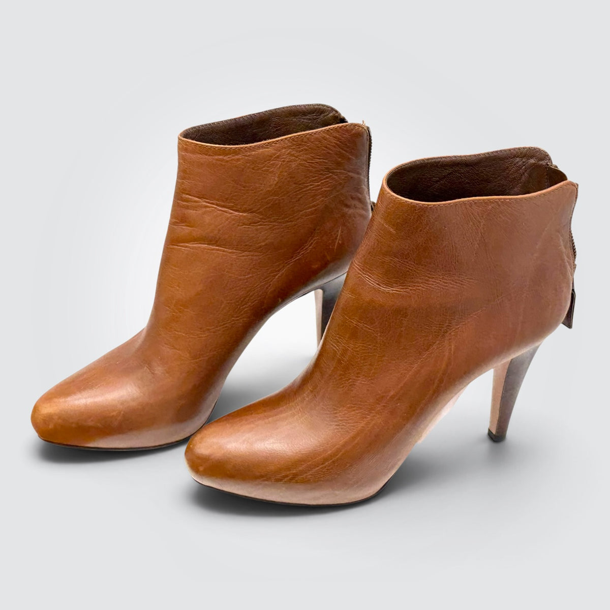 Pre-owned Prada brown leather ankle boots with stiletto heel