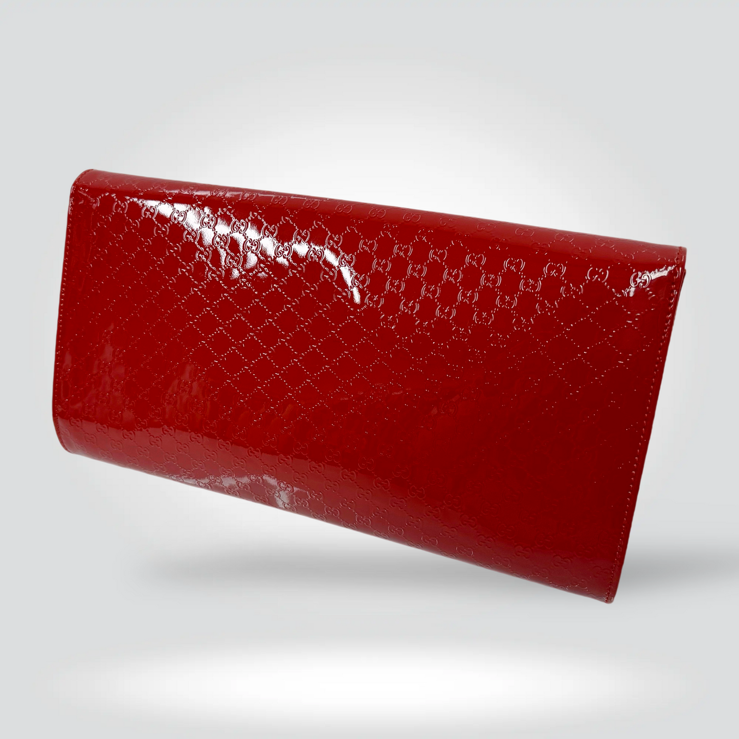 Gucci Microguccissima Patent Leather Continental Wallet Red GG Embossed —Excellent Style Reissue Vancouver