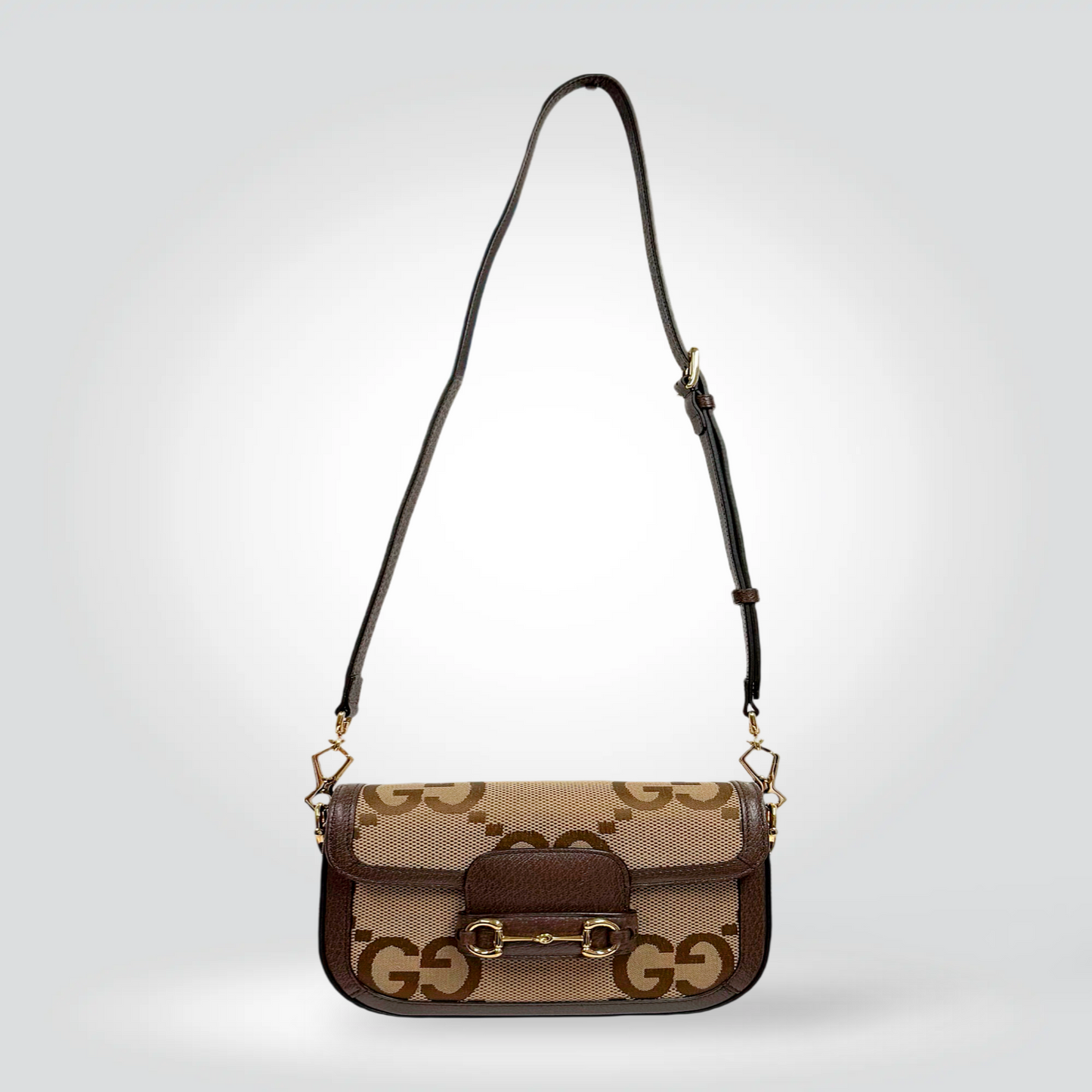 Gucci Horsebit 1955 Jumbo GG Canvas Shoulder Bag Beige Ebony Green Red Web Strap — Excellent| Style Reissue Vancouver