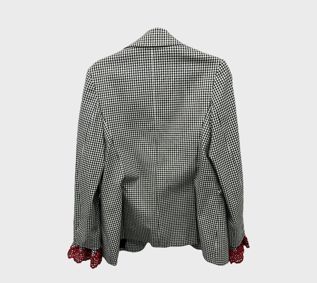 ALTUZARRA BLACK / WHITE CHECKERED GINGHAM BLAZER Size 42