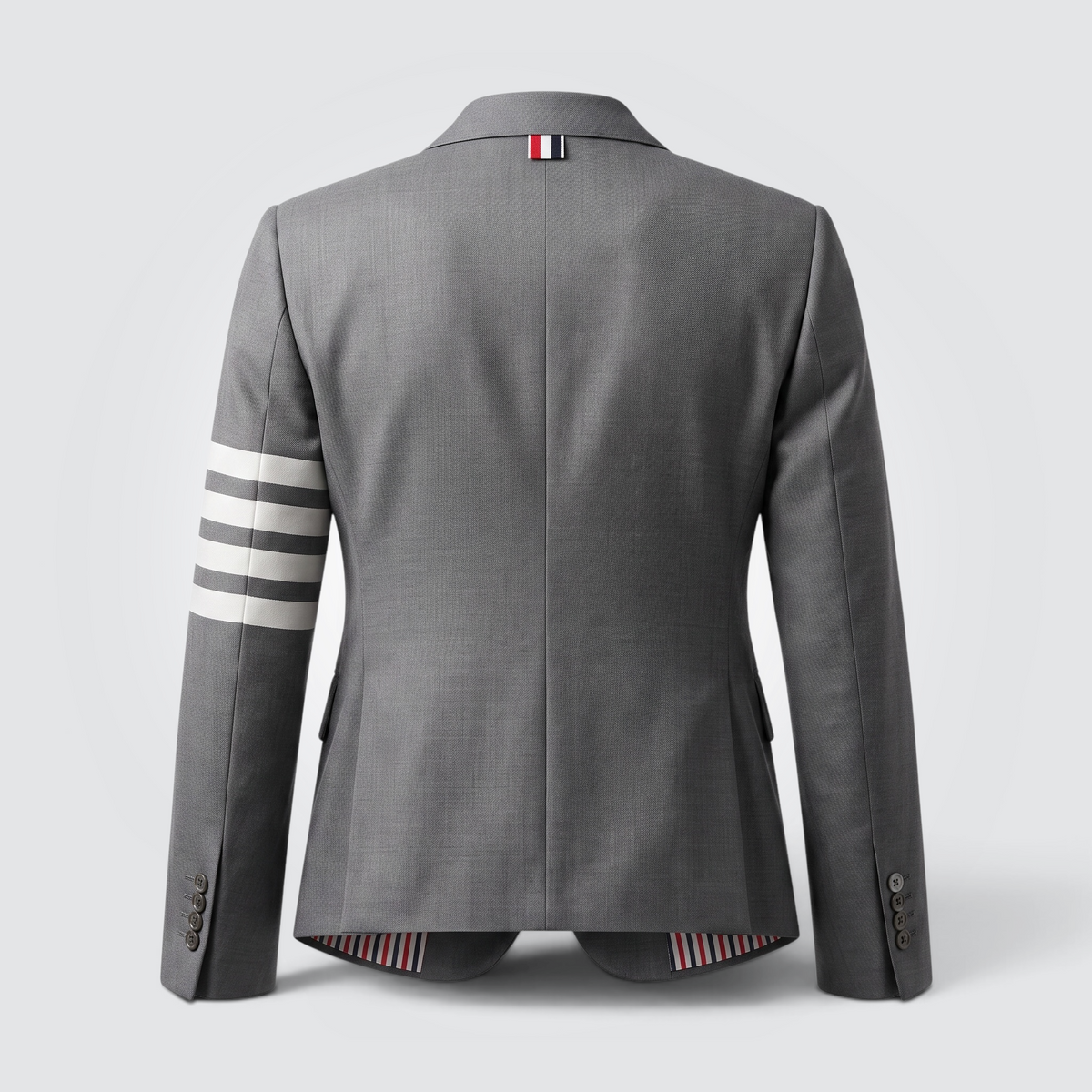 Pre-Owned Thom Browne Grey Wool 4-Bar Single-Breasted Blazer — Size 7 / IT 42