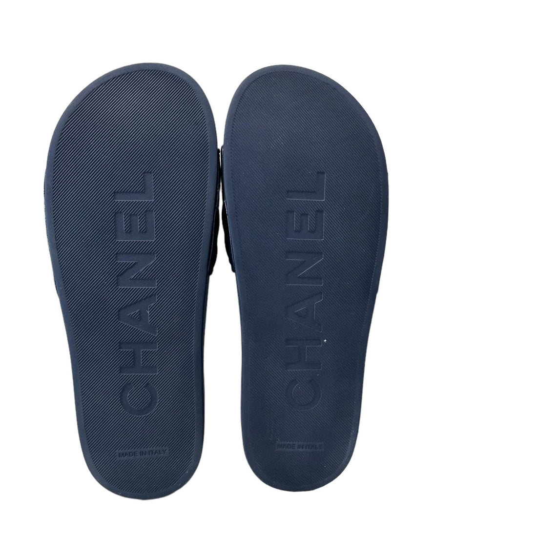 Chanel Navy Rubber Slides - 38