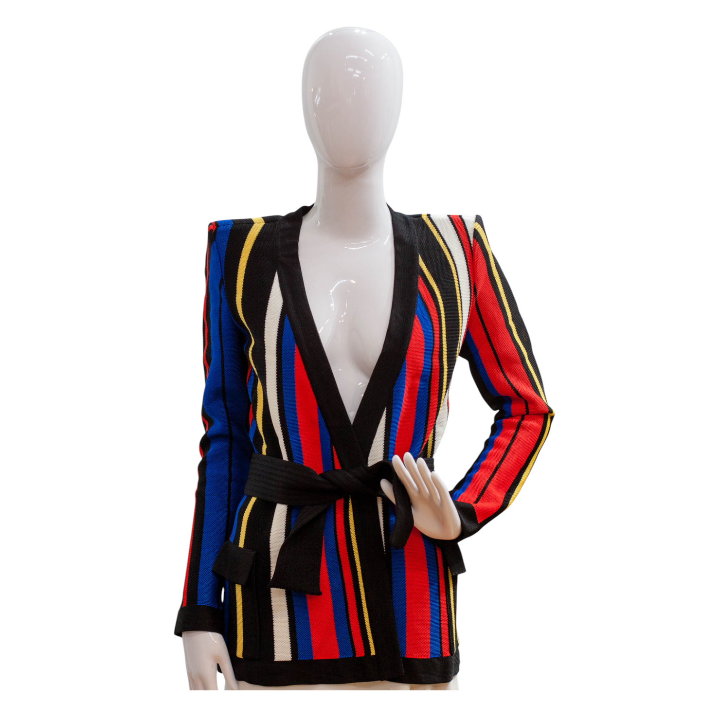 Pre-Owned Balmain Stripe Knit Blazer (36)