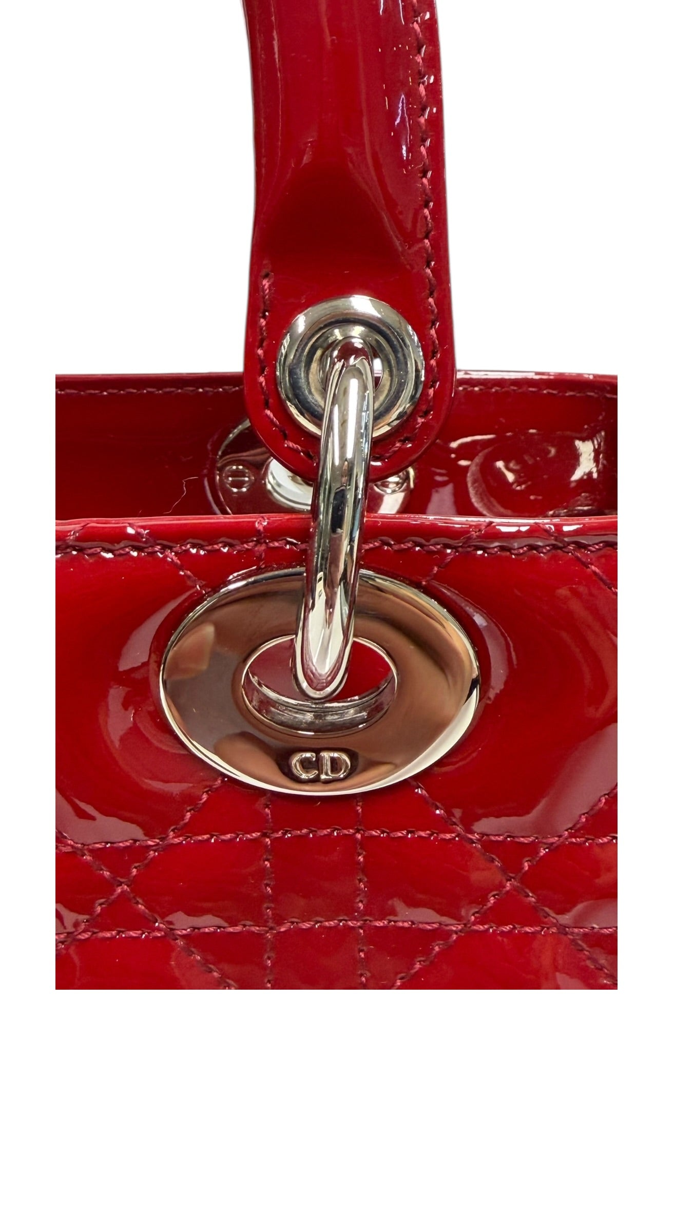 Preowned Authenthic Christian Lady dior Patent Leather  Medium Authenthic