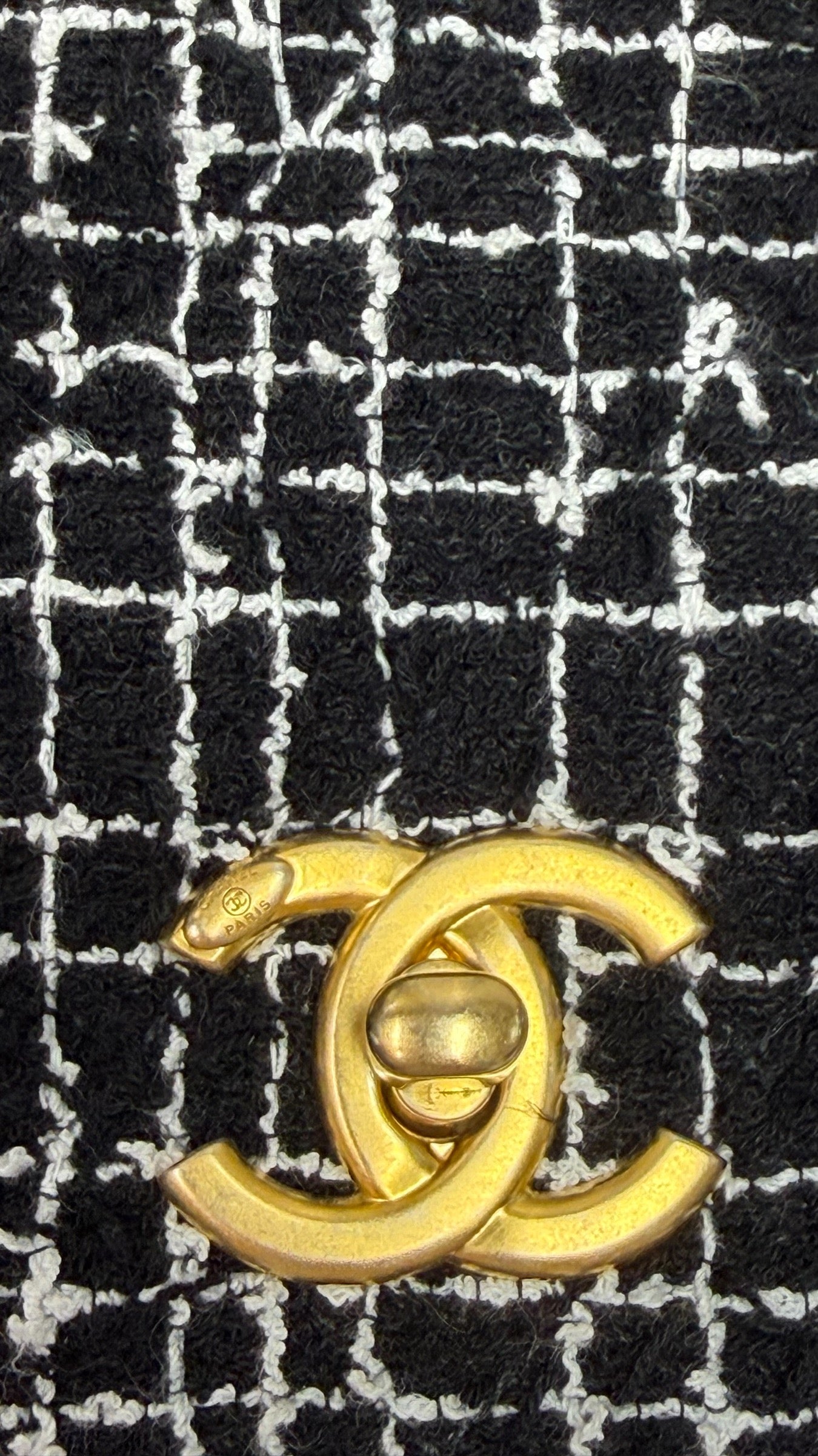 Preowned Mini Tweed Chanel Top  Handle Flap Bag Authenthic