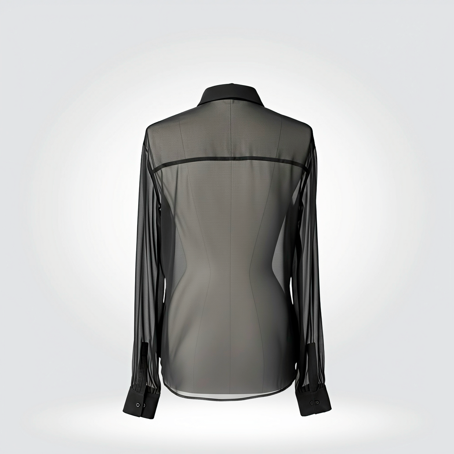 Saint Laurent Sheer Black Chiffon Blouse Pussy Bow Tie Long Sleeve — Size L— [Very Good ] | Style Reissue Vancouver