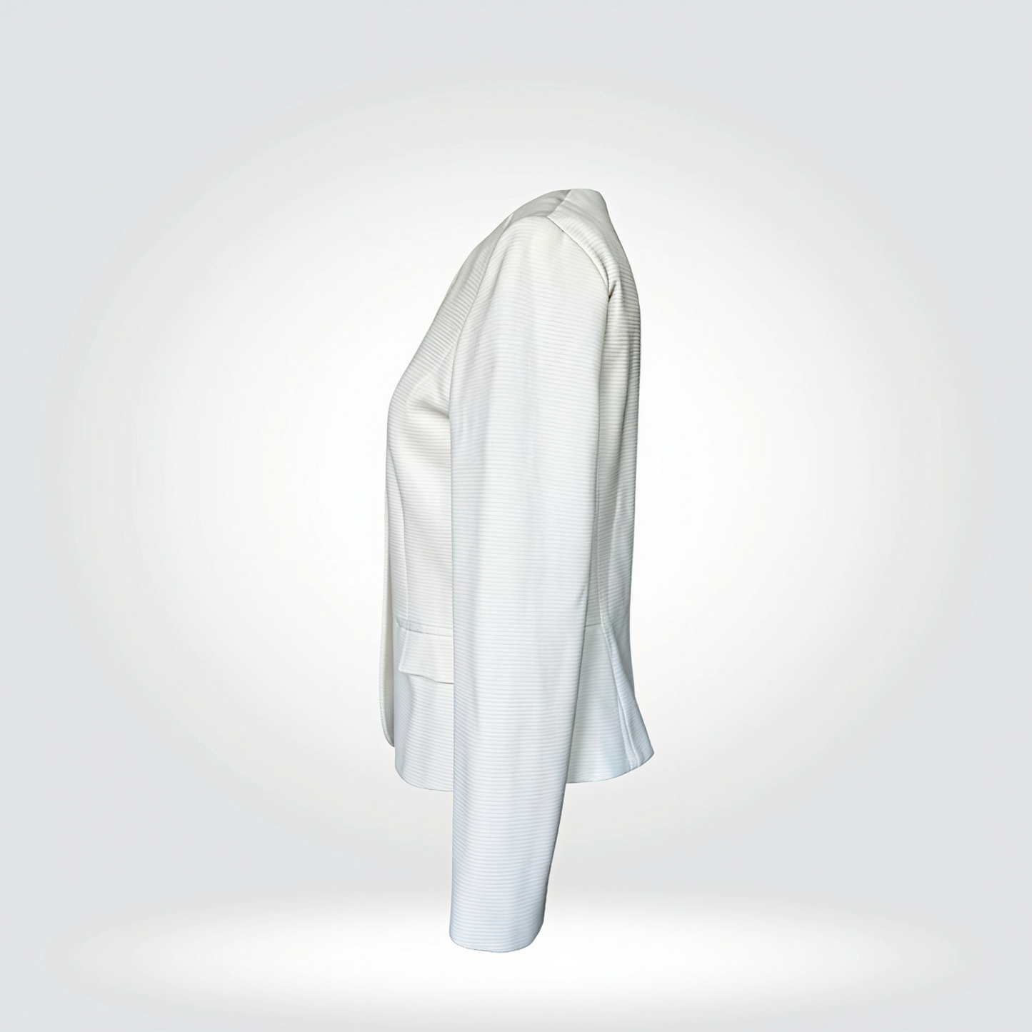 Hugo Boss White Structured Zip-Front Jacket Collarless Gold Zip Welt Pockets — Size 4 — [Very Good ] | Style Reissue Vancouver