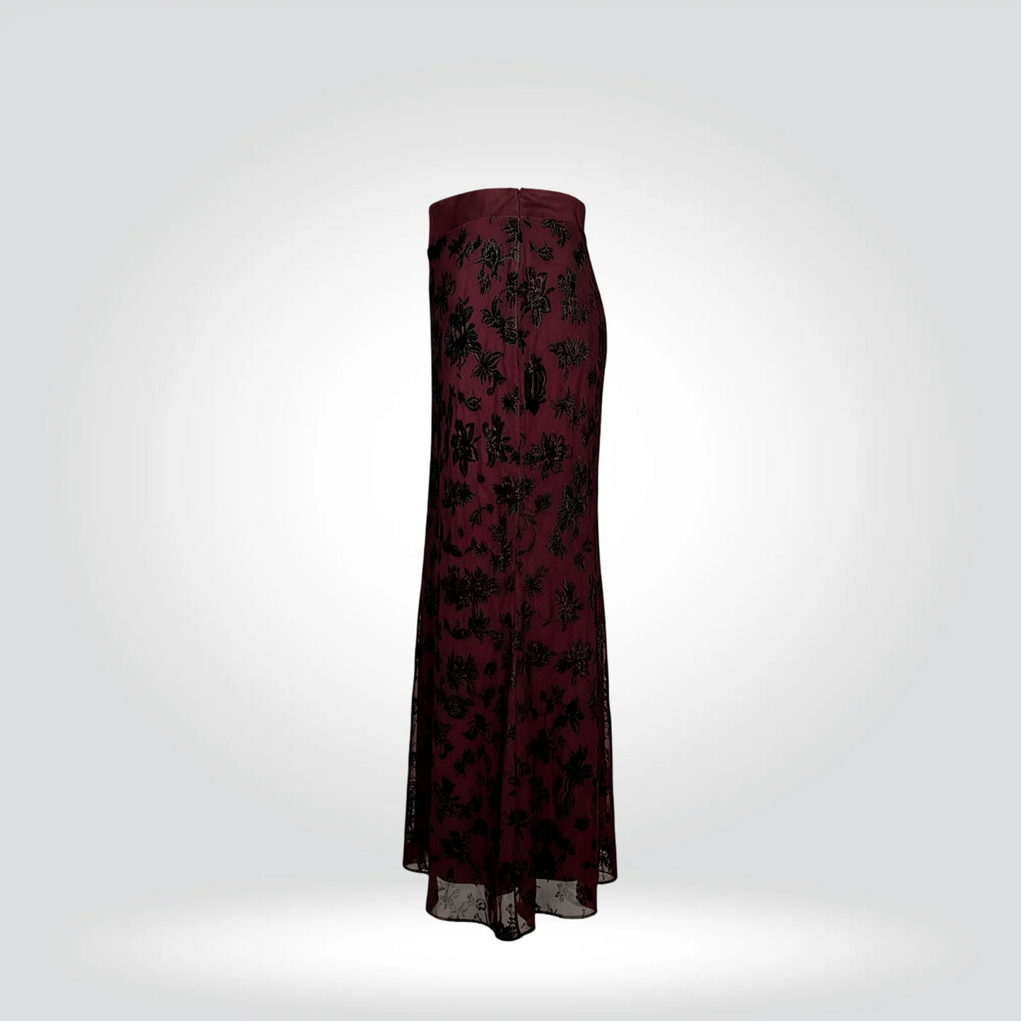 New With Tags Rag & Bone Burgundy Oxblood Velvet Burnout Floral Maxi Skirt — Size M | Style Reissue Vancouver