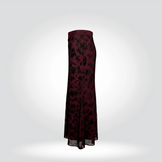 New With Tags Rag & Bone Burgundy Oxblood Velvet Burnout Floral Maxi Skirt — Size M | Style Reissue Vancouver