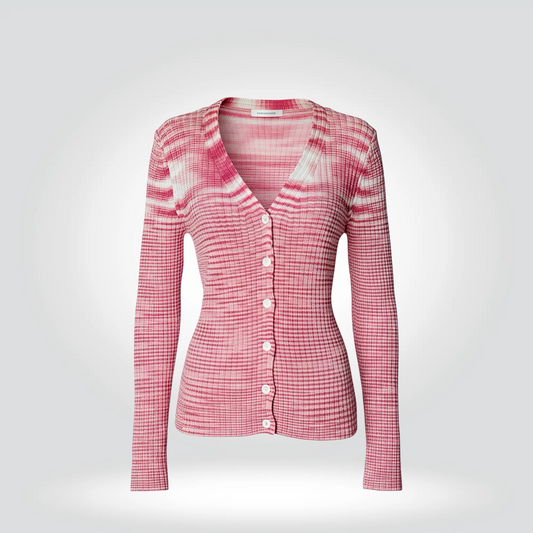 Missoni Ribbed Stripe Button-Front Cardigan Red Cream —Very Good | Style Reissue Vancouver