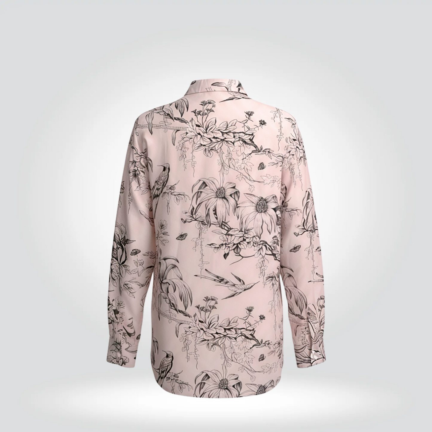 Alexander McQueen Botanical Toile Print Oversized Shirt Cream Black Birds Floral — Size L— Very Good  Style Reissue Vancouver