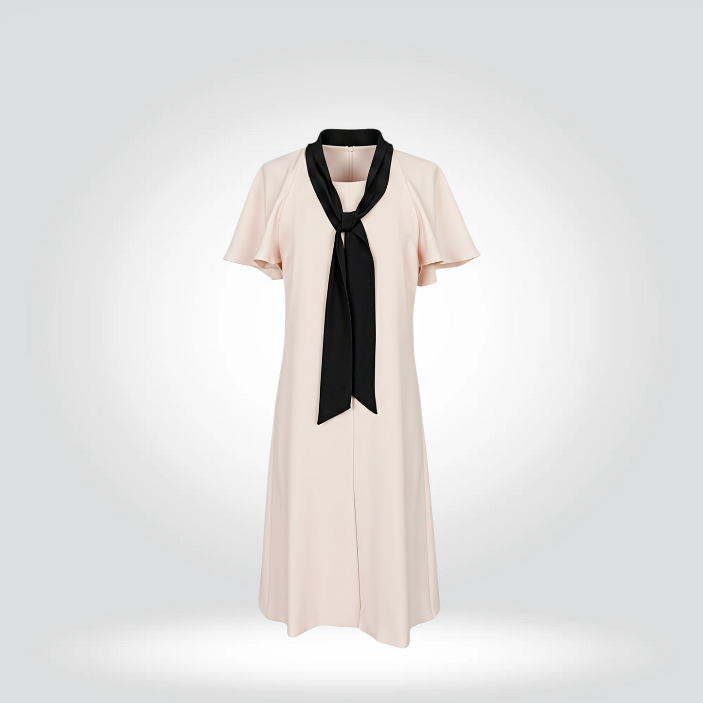 Lanvin  Cream Black Silk Neck Tie Flutter Sleeve —Never Worn | Style Reissue Vancouver