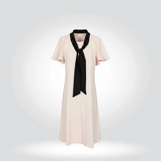 Lanvin  Cream Black Silk Neck Tie Flutter Sleeve —Never Worn | Style Reissue Vancouver